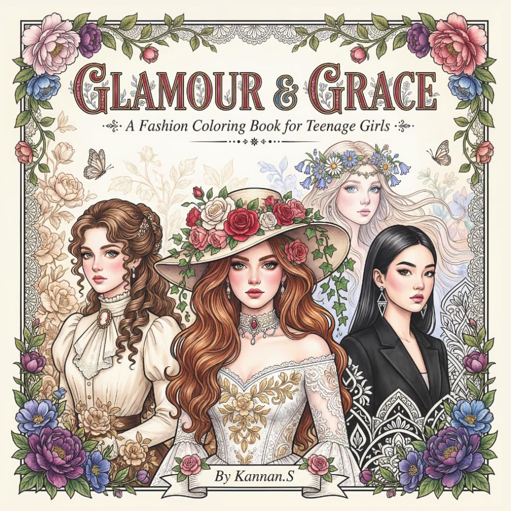 GLAMOUR & GRACE: A Fashion Coloring Book for Teenage Girls, Women &Adults