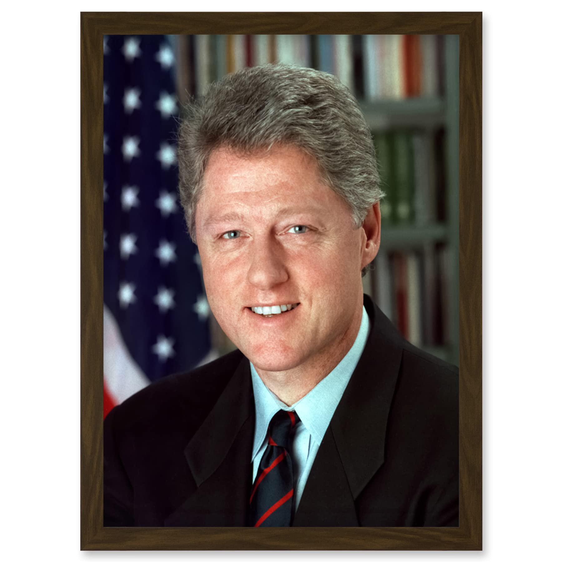 Artery8 US President Bill Clinton Portrait Photo Artwork Framed Wall Art Print A4