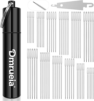 Dmrueia 60 Pcs Large Eye Embroidery Needles, 6 Sizes Hand Sewing Needles, Quilting Needles with Aluminum Tube, Sharp Needles for Art Crafts.