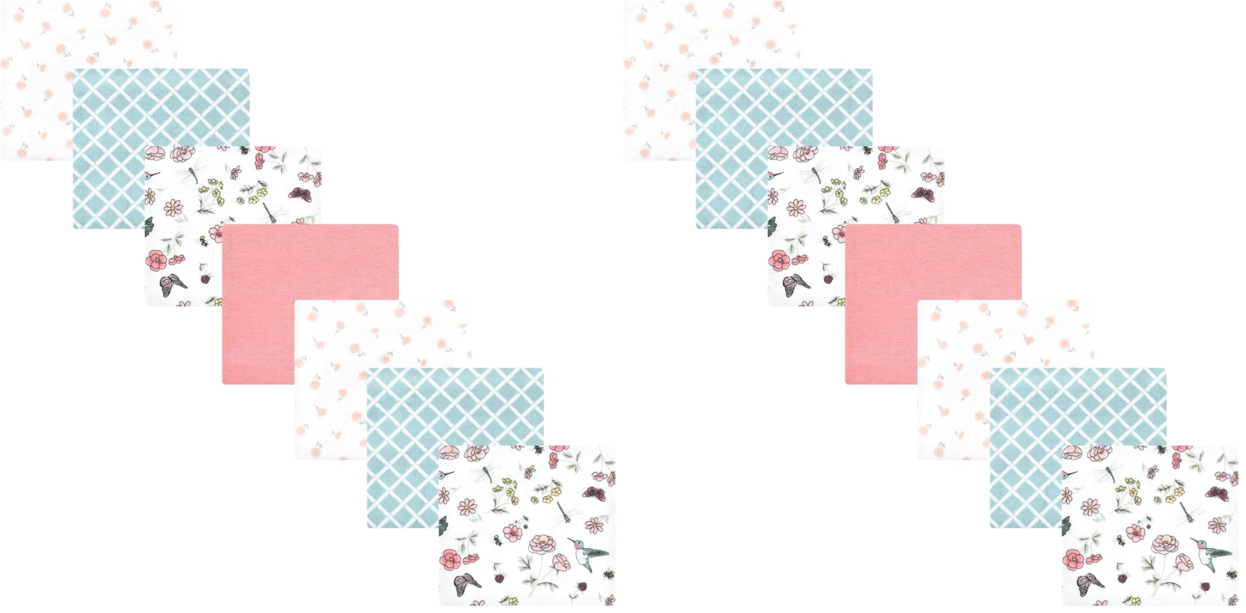 Hudson Baby Unisex Baby Cotton Flannel Receiving Blankets Bundle, Hummingbird Garden, One Size (Pack of 2)