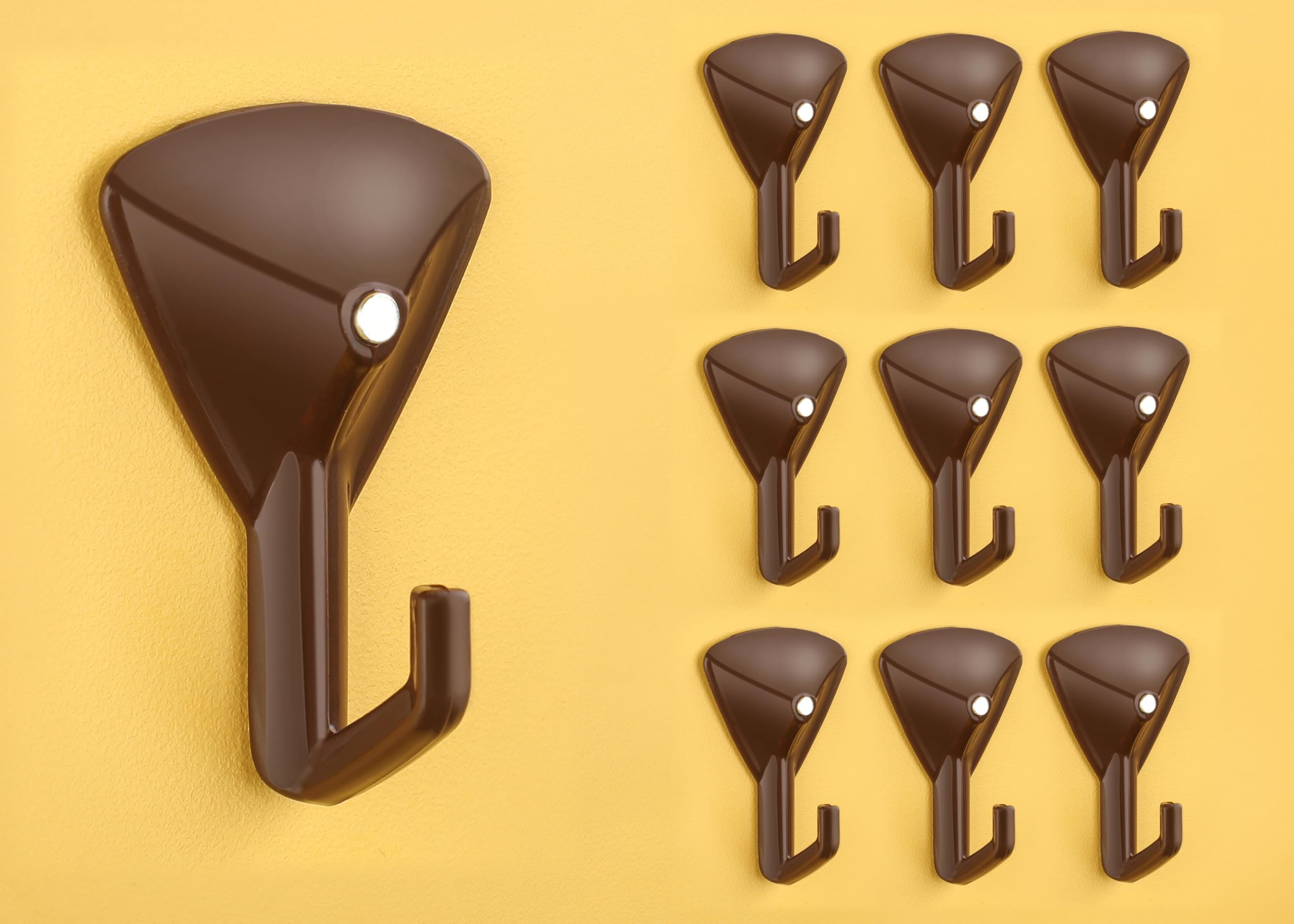iSTAR ABS Plastic Heavy Duty Plastic Hooks Multipurpose No Drilling Home Storage Hook Wall Hooks Towel, Door Hooks Holders for Hanging Clothes Bathroom Hook,Dark Brown, Drill Free (Pack of 5)-image-37
