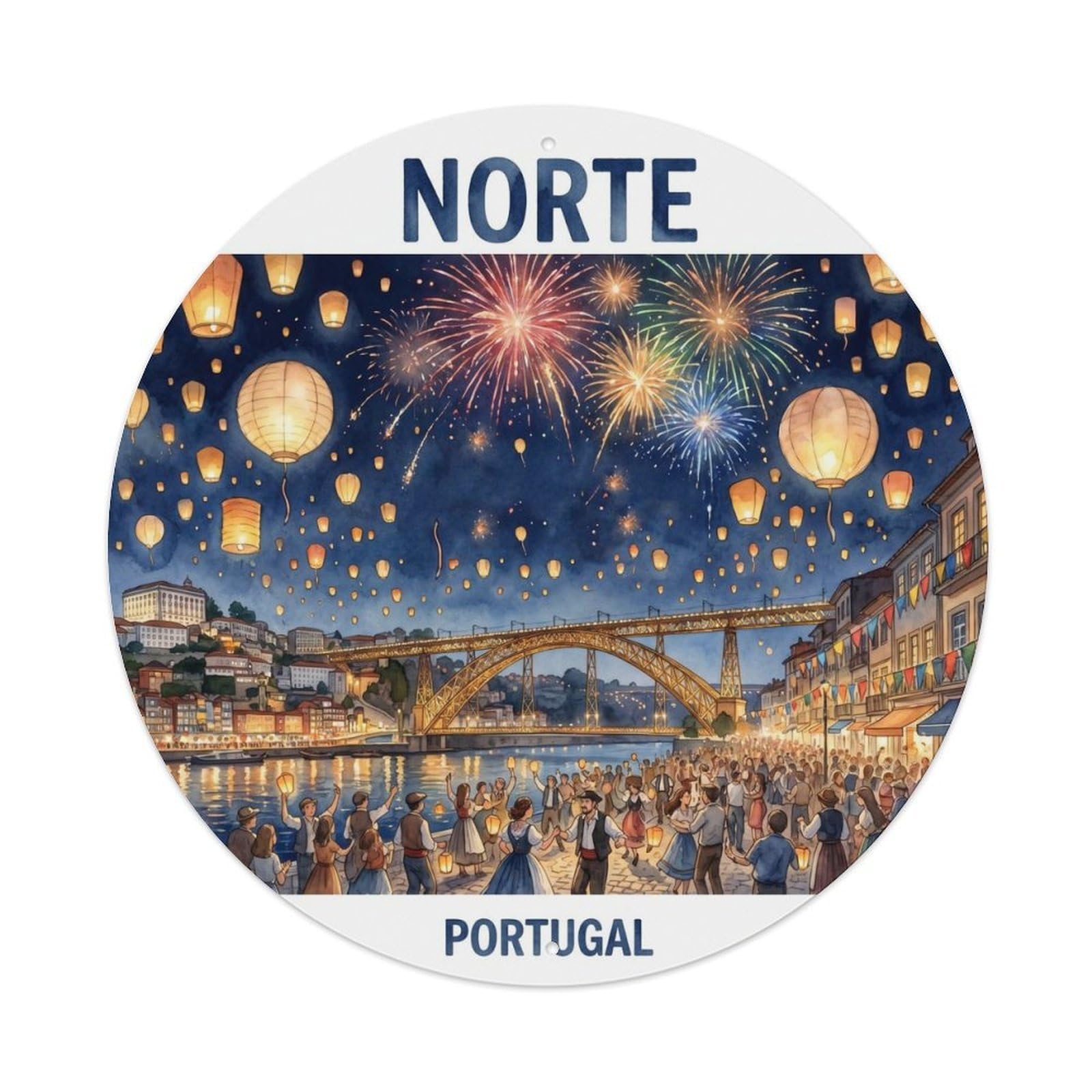 Olhnbad 08X08inch Style Classic Portugal Norte Cityscape Seaside Travel Art Metal Tin Sign