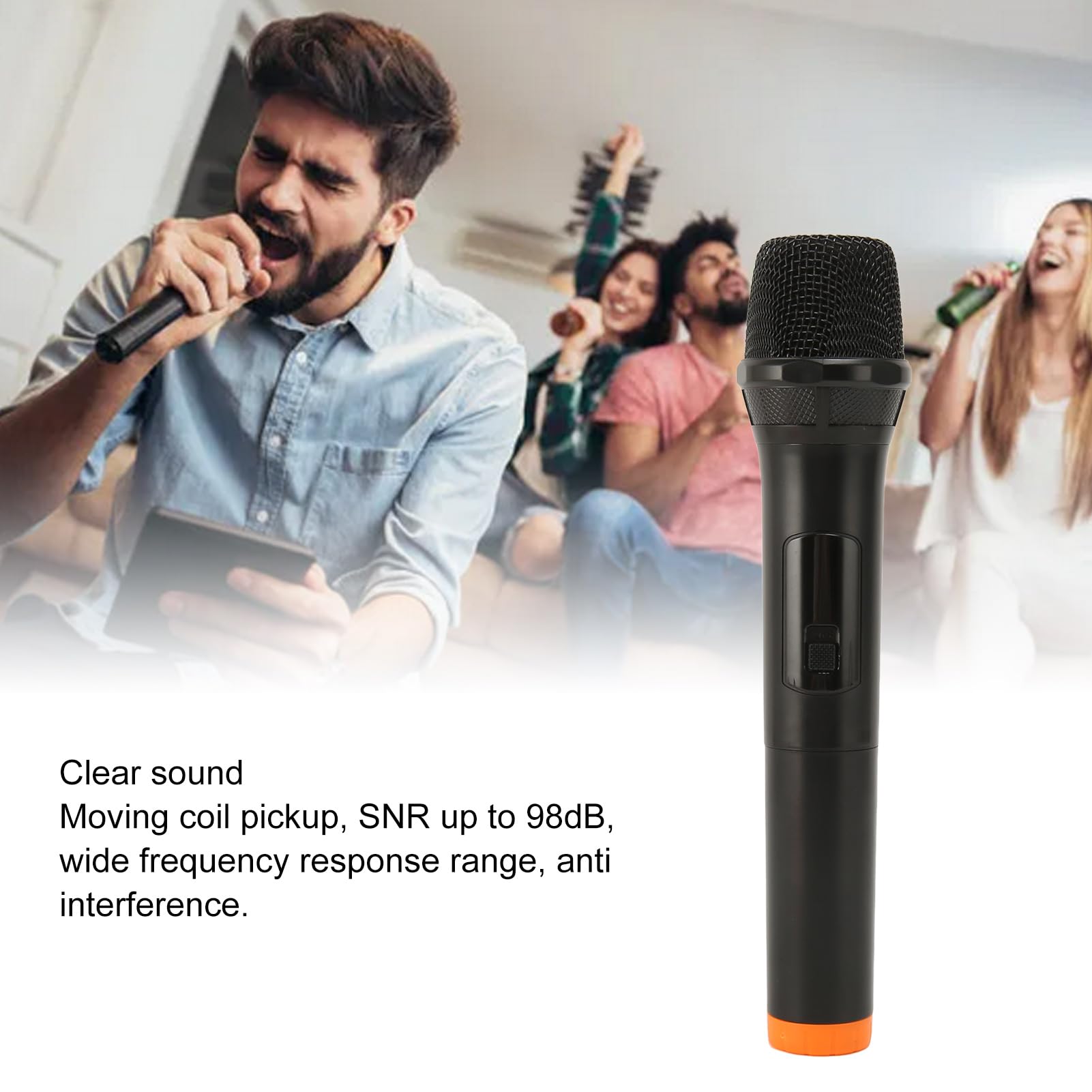 Handheld Microphone with 2.4G Receiver, UHF Dual Handheld Cordless Microphone Clear Sound for Karaoke Singing Speech