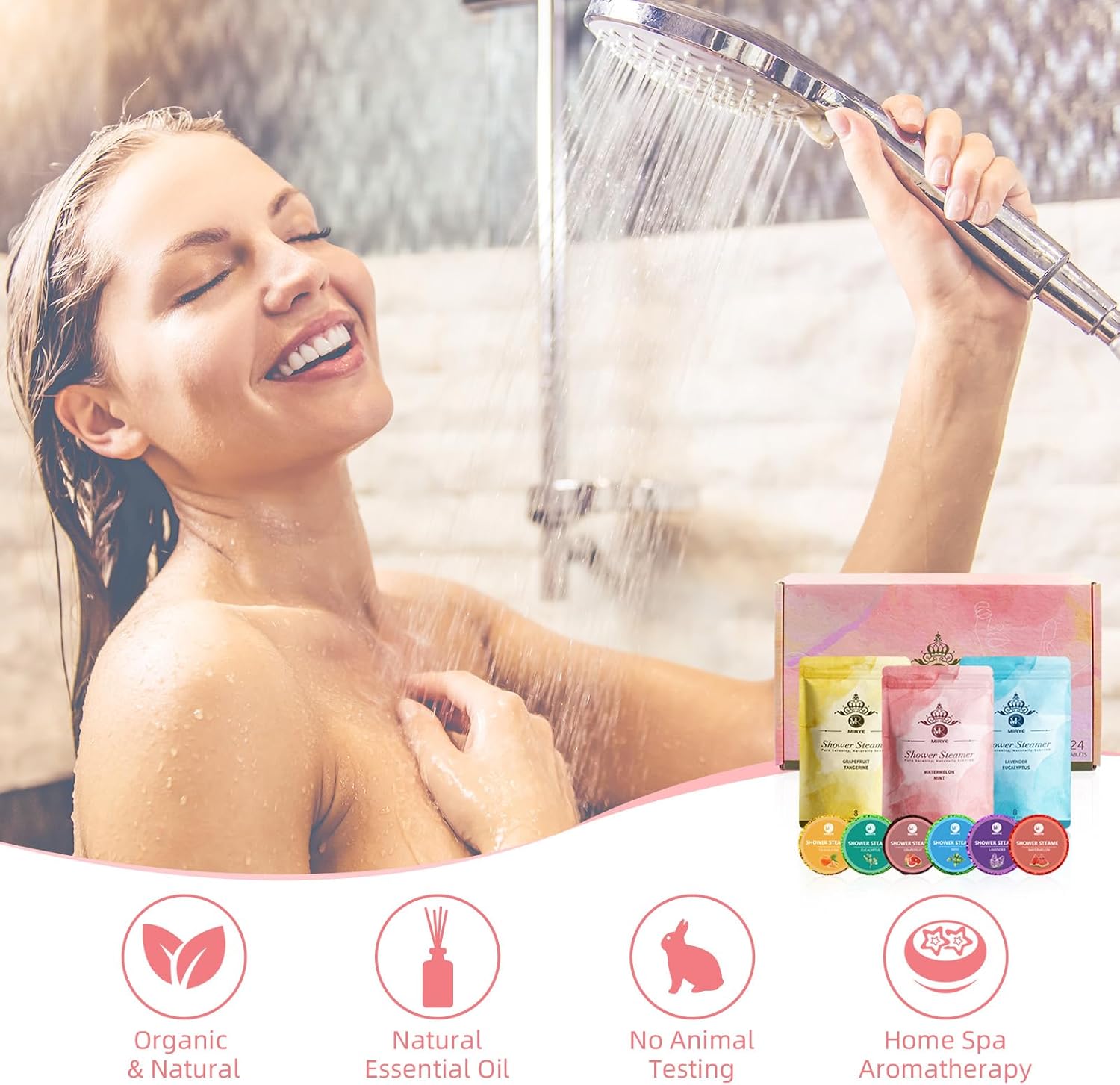 Shower Steamers Aromatherapy, 24-Pack Shower Bombs Birthday Gifts for Women, Valentine's Day Gift with Eucalyptus Mint Lavender Watermelon Grapefruit Tangerine Essential Oils - Image 5