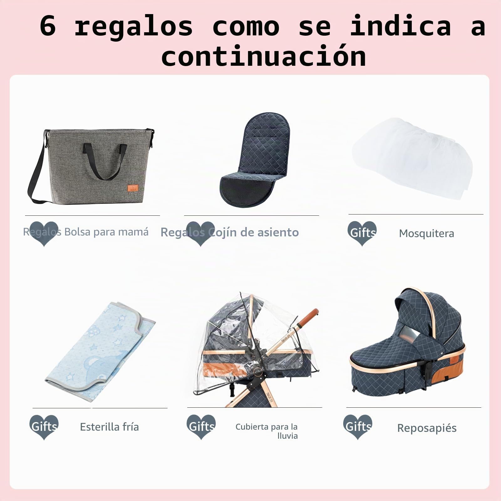 Cochecito 3 en 1 Reversible con Bastidor Ligero de Aluminio,Caqui | Capota regulable y capazo elevado, asiento de seguridad integrado
