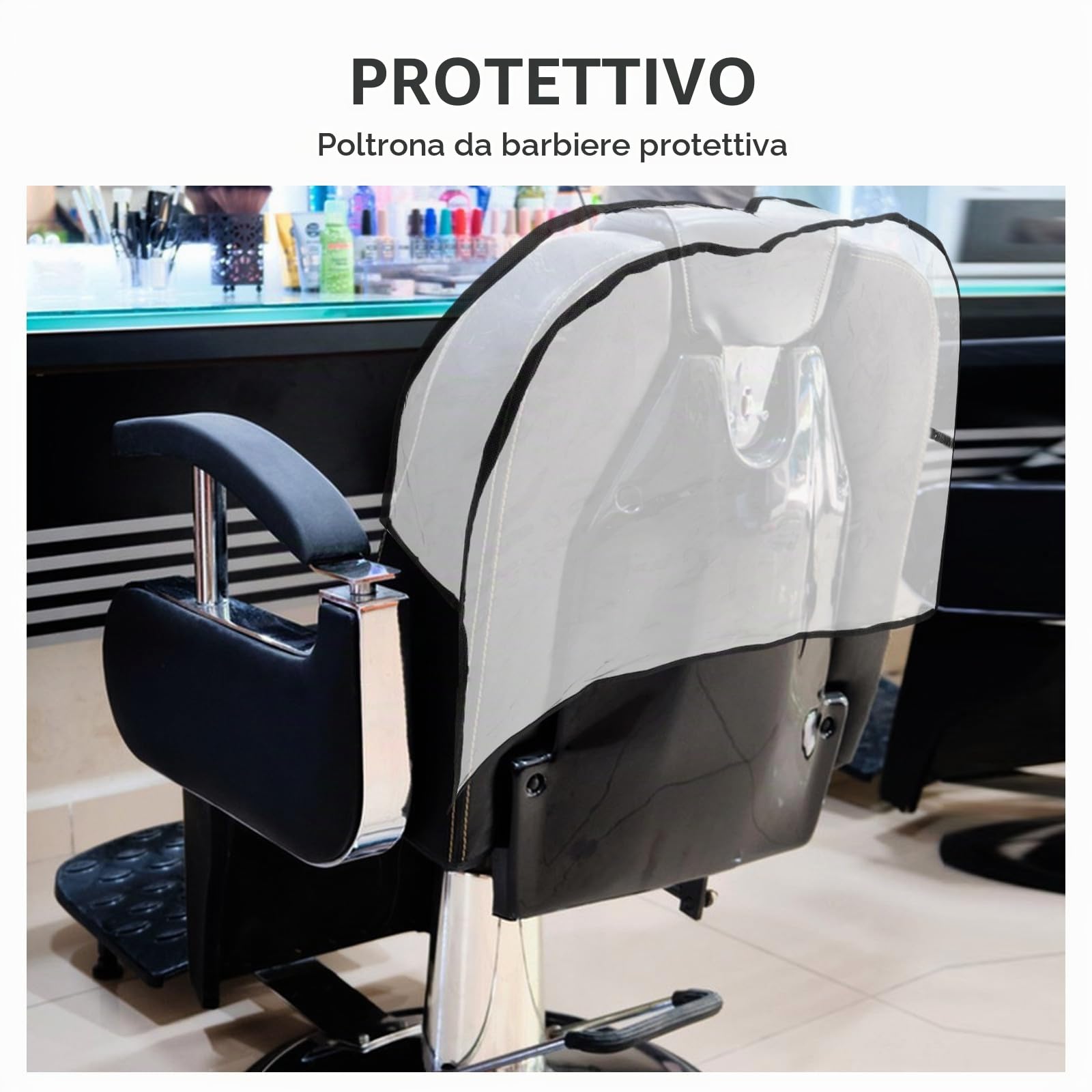 Coprisedile per Sedia Parrucchiere in Pvc e Leggero Schienale, Protezione per Poltrone da Salone, Facile da Pulire