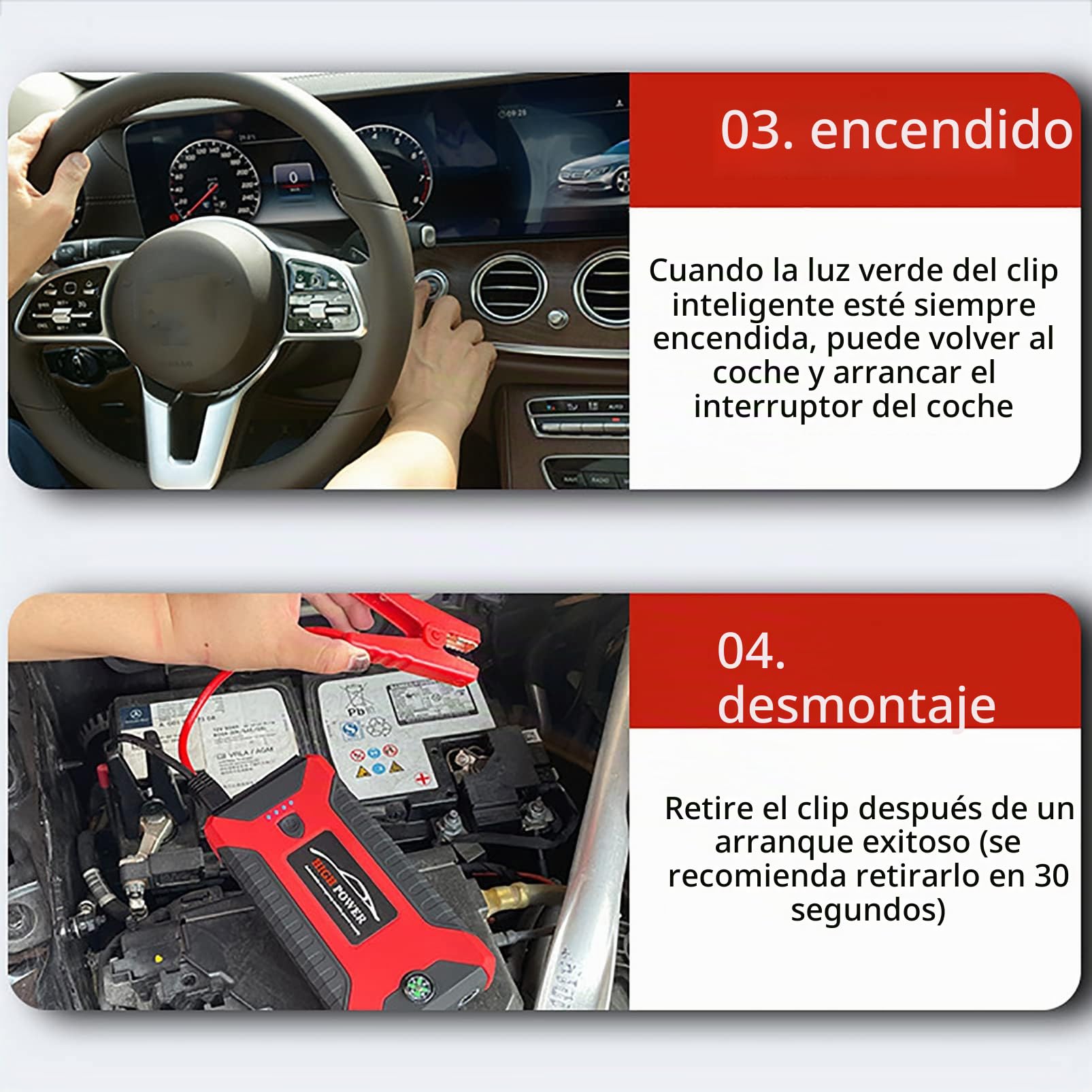 Arrancador de Batería de Coche, Portátil de Emergencia 12V Potenciador de Arranque Automático, Batería Externa, Cargador de Teléfono Móvil con Puerto USB