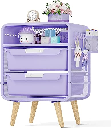 Kids Nightstand,Girls Bedside Table,Night Side Table,Kids Night Stand,End Tables Bedroom,Purple Cute Nightstand with Storage Drawer for Girls
