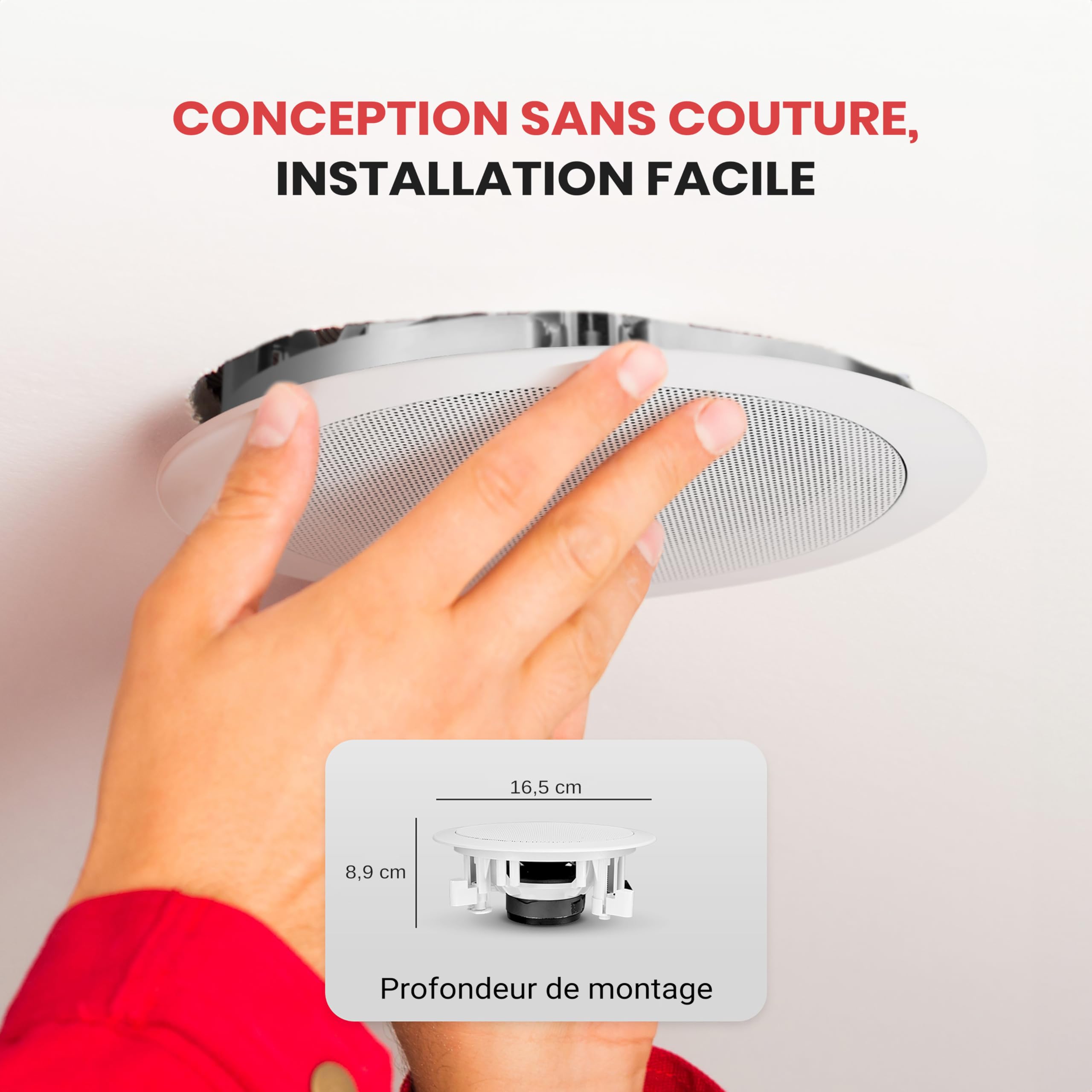 Pyle Système d’Enceinte Plafond Bluetooth 16,5 cm, Système d’Enceinte Plafond/Murale 2 Voies avec Connexions Rapides, Grilles Rondes/Carrées, Amplificateur 4 Canaux, 200 Watts, Haut Parleur Bluetooth