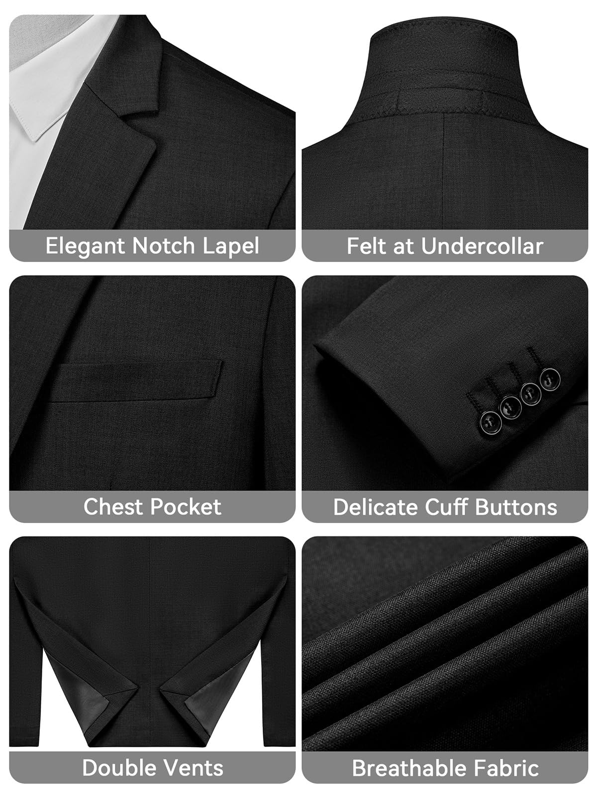 Herren Sakko Sportlich Business Casual 1 Knopf Anzugjacke Leichte Schwarz Slim Fit Modern Blazer Jackett