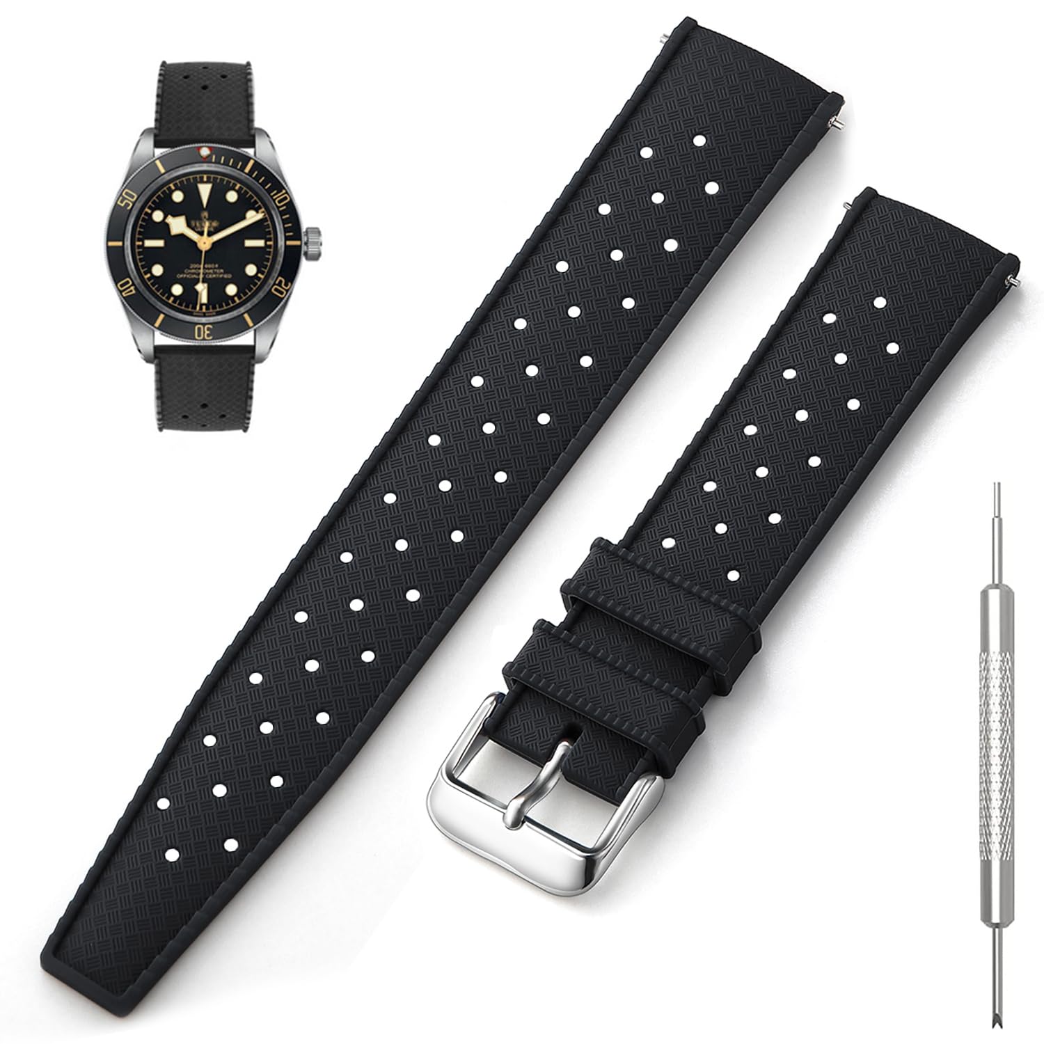 WentokyeQuick Release Rubber Watch Strap Tropical Style 20mm 22mm Watch Band Replacement Strap for Men Women
