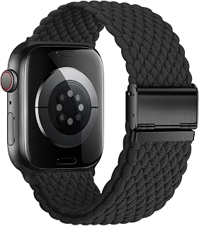 Nepfaivy Compatible with Apple Watch Band - 38mm 40mm 41mm Braided Stretchy Sport Band for Apple Watch Series SE 8 7 6 5 4 3 2 1, Women Men Nylon Fabric Elastic Loop Breathable Watch Strap for iWatch
