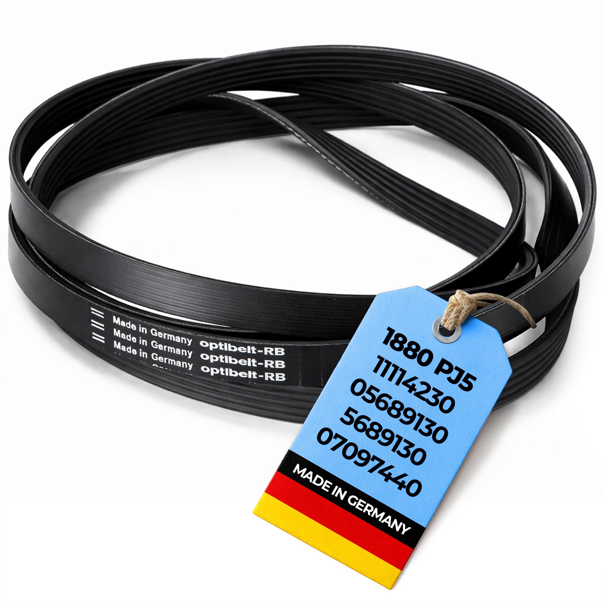 Keilrippenriemen für Trockner OPTIBELT 1880 PJ5 mit Originalcode 5689130 05689130 11114230 07097440 für Miele | MADE IN GERMANY | 3 Jahre Garantie