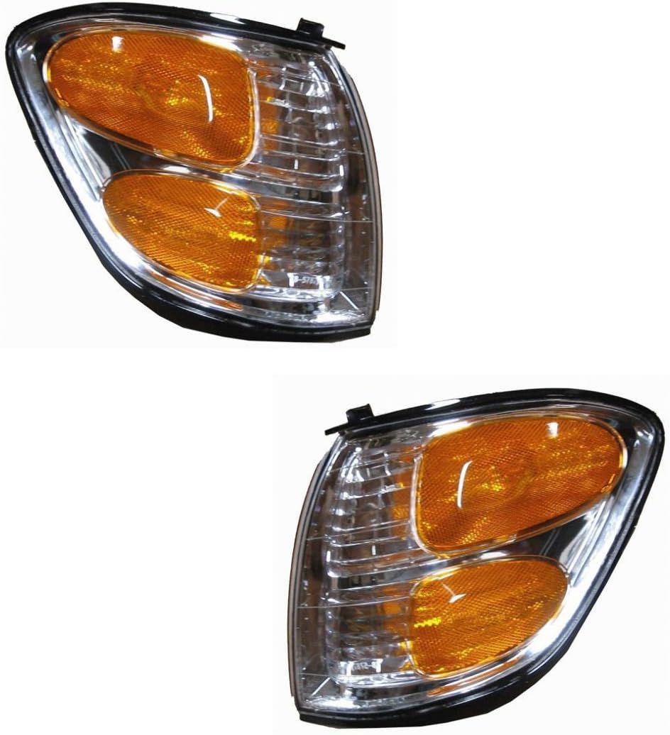 2001-2002-2003-2004 Toyota Sequoia & 2004 Tundra Pickup Truck Park Corner Lamp Turn Signal Marker Light Pair Set Right Passenger AND Left Driver Side (01 02 03 04)