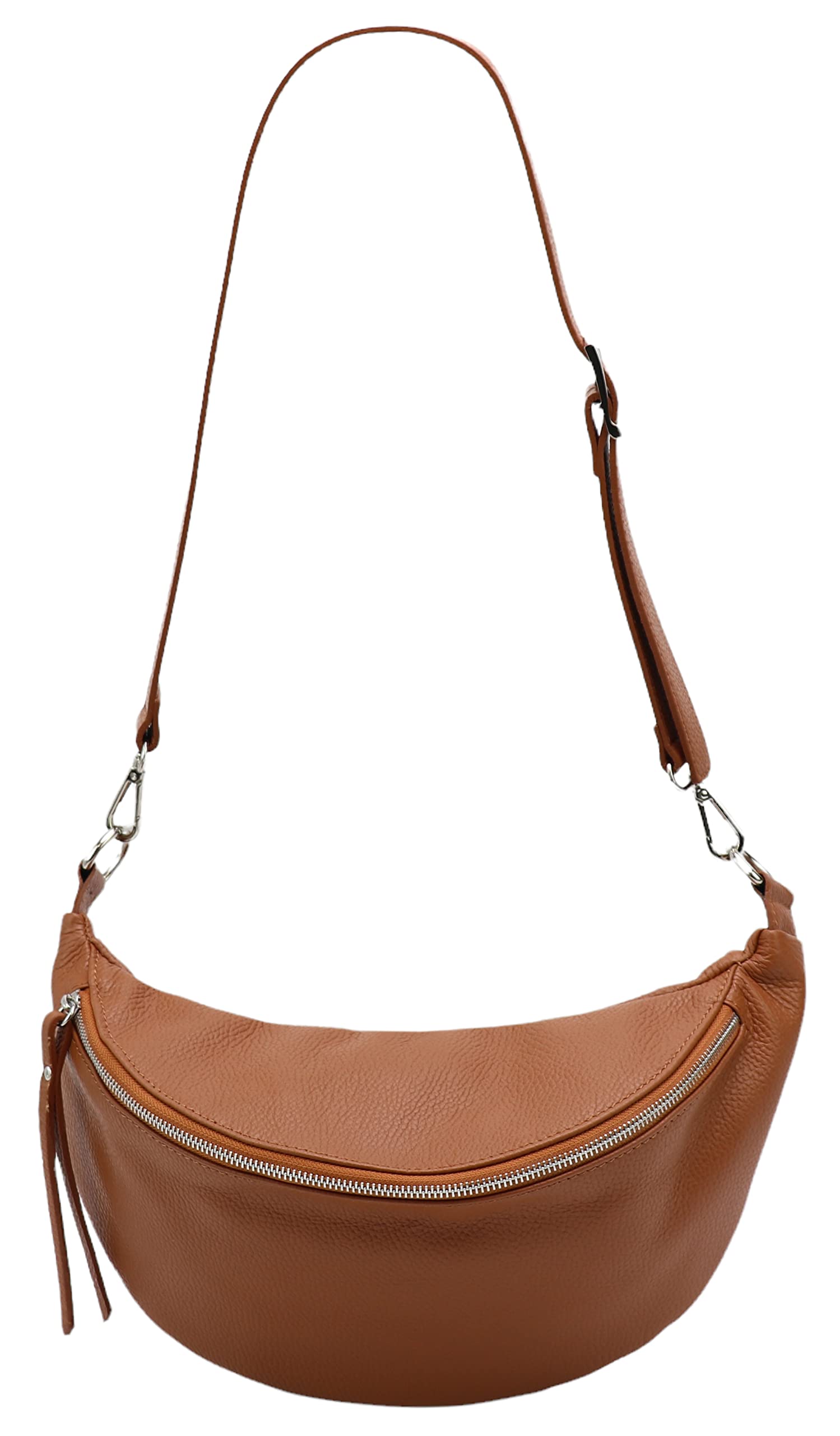 SH Leder echt Leder Damen unisex Brusttasche für Festival Reise mittelgross Hüfttasche Crossbody Bag Verstellbarer welchsellbar Schultergurt Frauen Ledertasche 37x21cm Greta G747