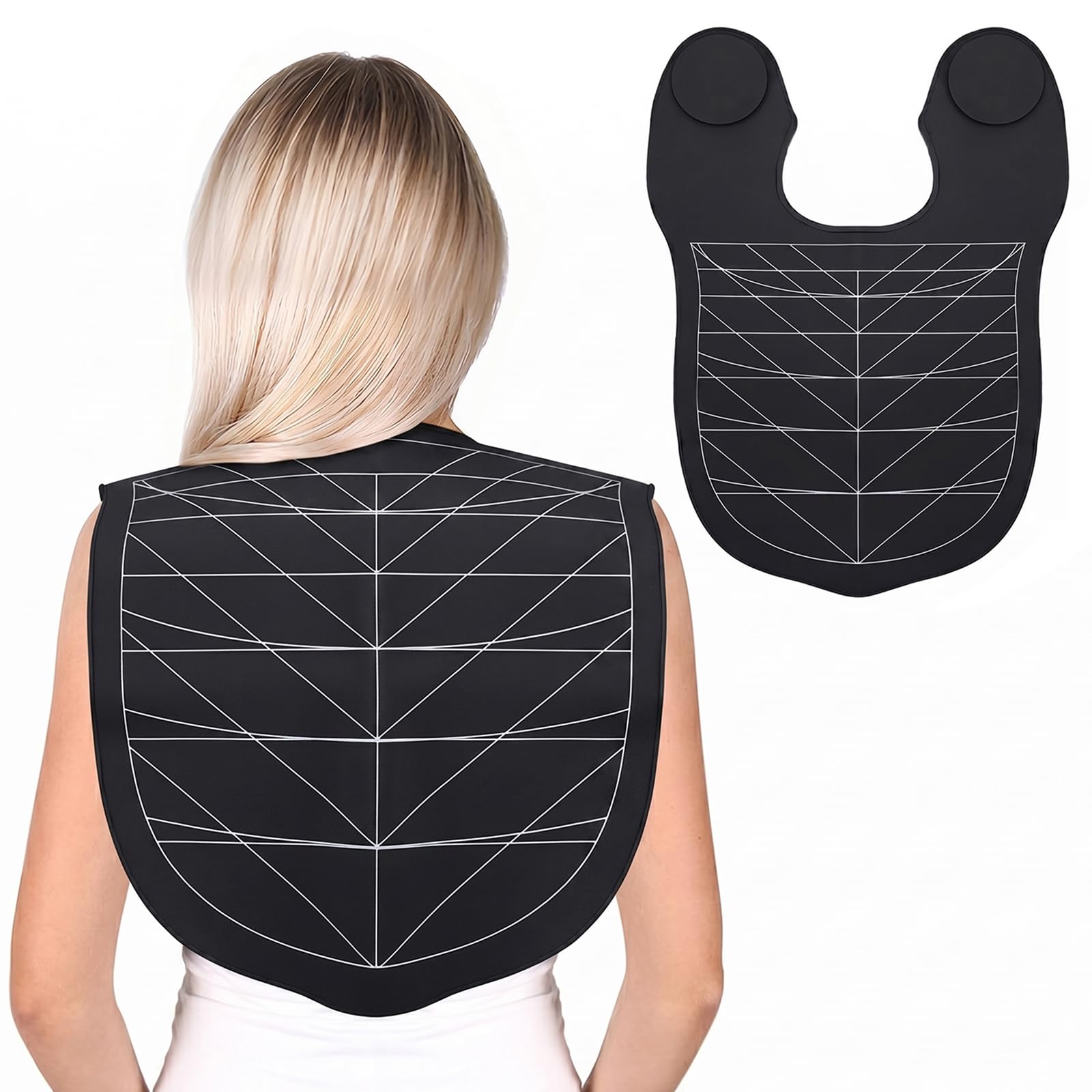 Yarlung Hair Cutting Collar Cape, Silicone Hair Styling Cape, Salon Hairdressing, Barber Shop, Weighted Neck Wrap, Black, 22x16.5inches-image-4