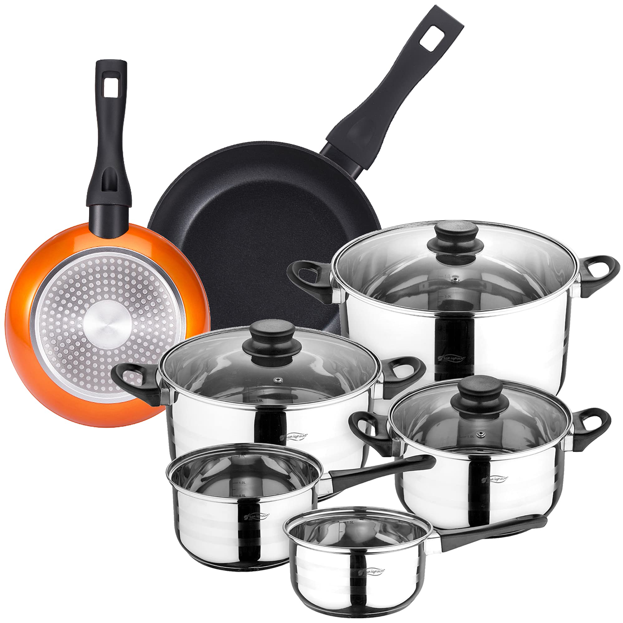 Batteria di pentole e padelle 8 pezzi Alluminio Verde - Tognana