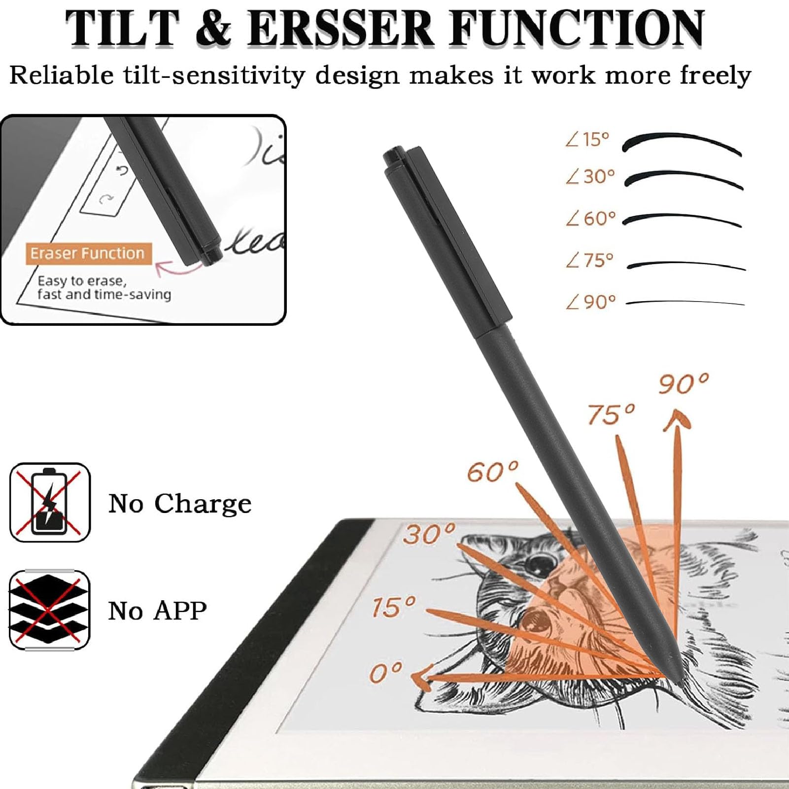 VBESTLIFE EMR Stylus Pen, 4096 Poziomy Ciśnienia Obsługa Przechylania z gumką i Końcówkami, dla Niezwykłych 2 1, dla Tab S6 S7 S8 S9, dla Książki, Note, dla Pisarza