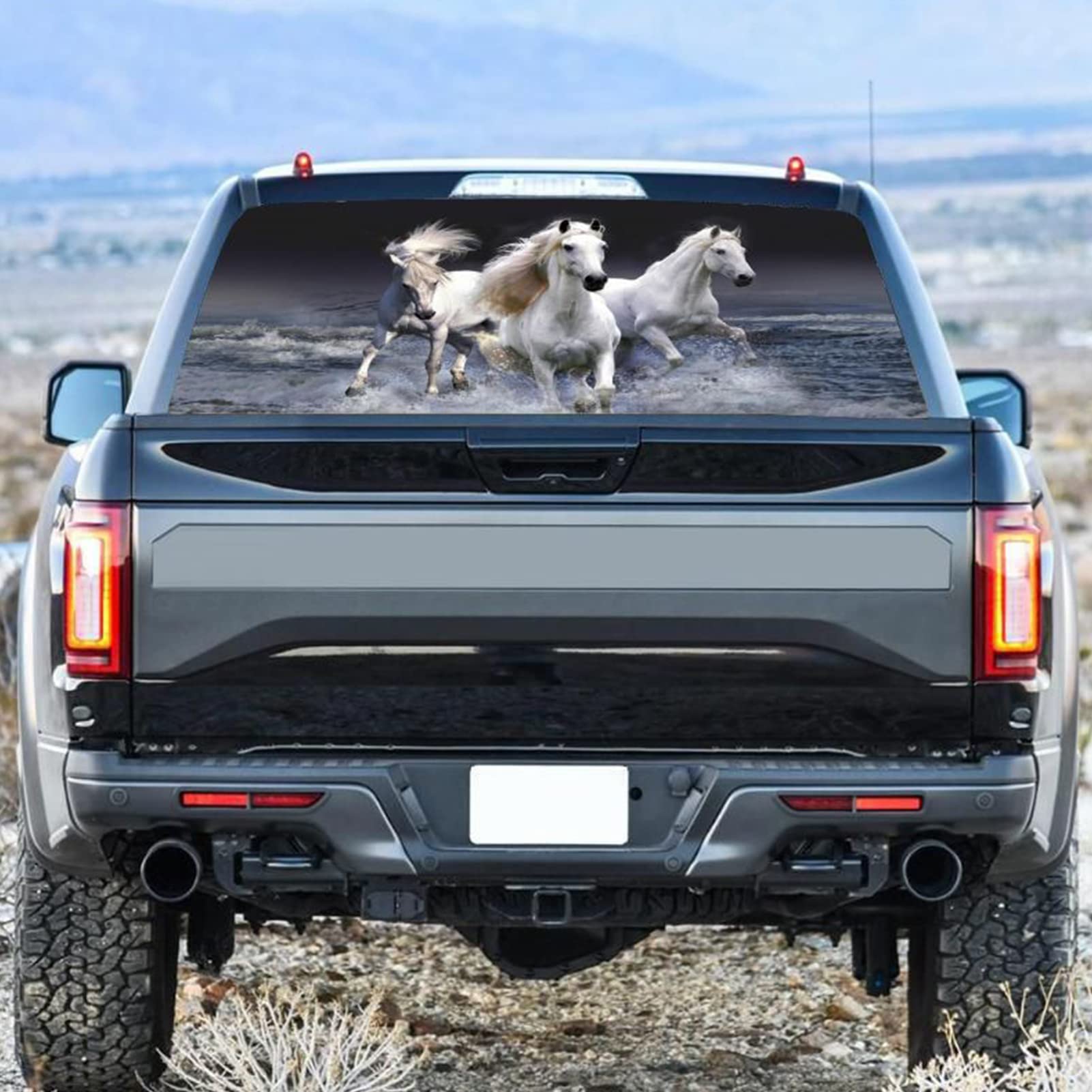 Emblema del distintivo sul mio pick-up, camion, camion, SUV, adesivo for conversione automatica sul lunotto posteriore Cavallo bianco Steed Decalcomania for lunotto posteriore grafica perforata Vedi a