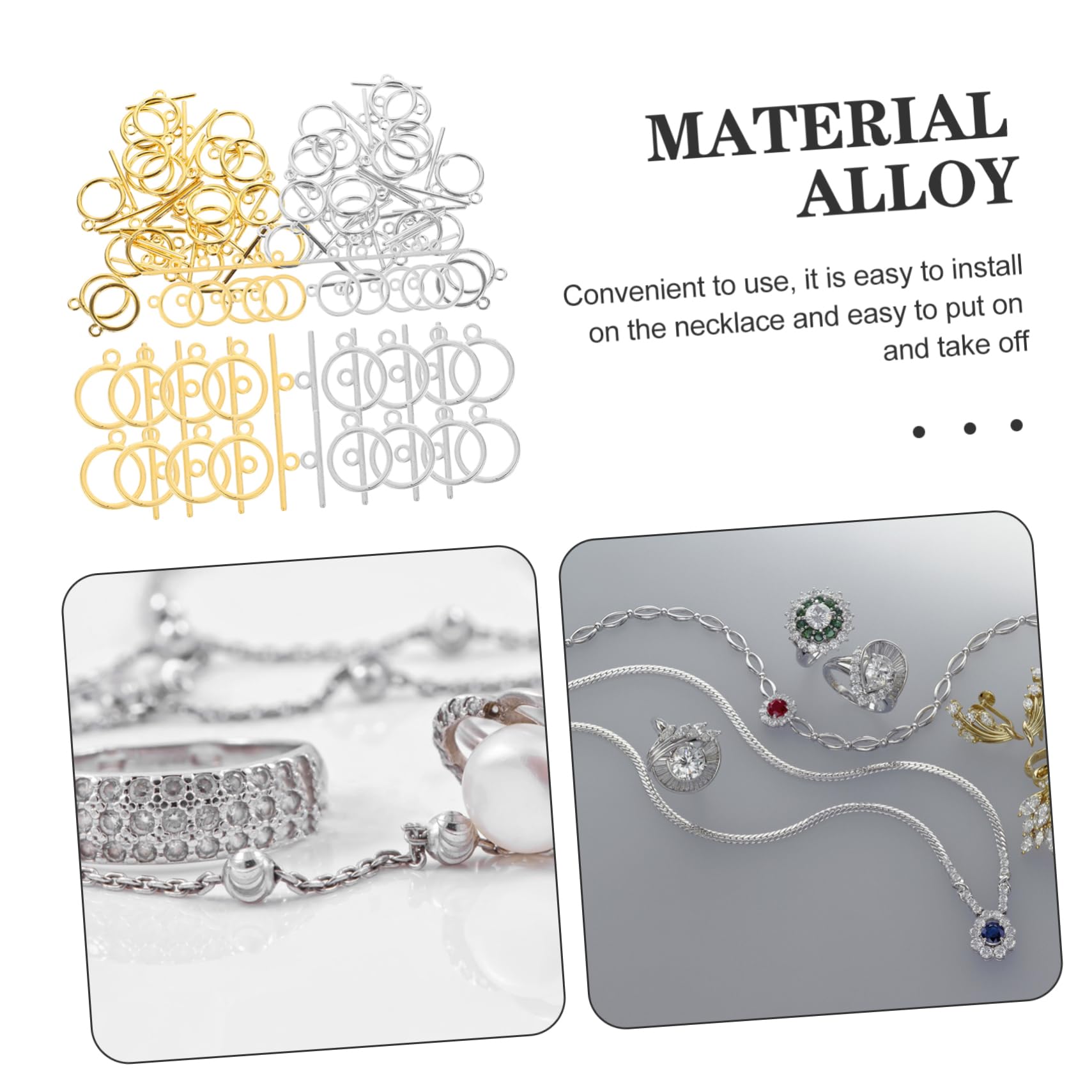 OSALADI 360 Conjuntos Conjunto Joyería de Aleación Conectores de Barra y Anillo para Fabricación de Collares Plateados Accesorios para Diy