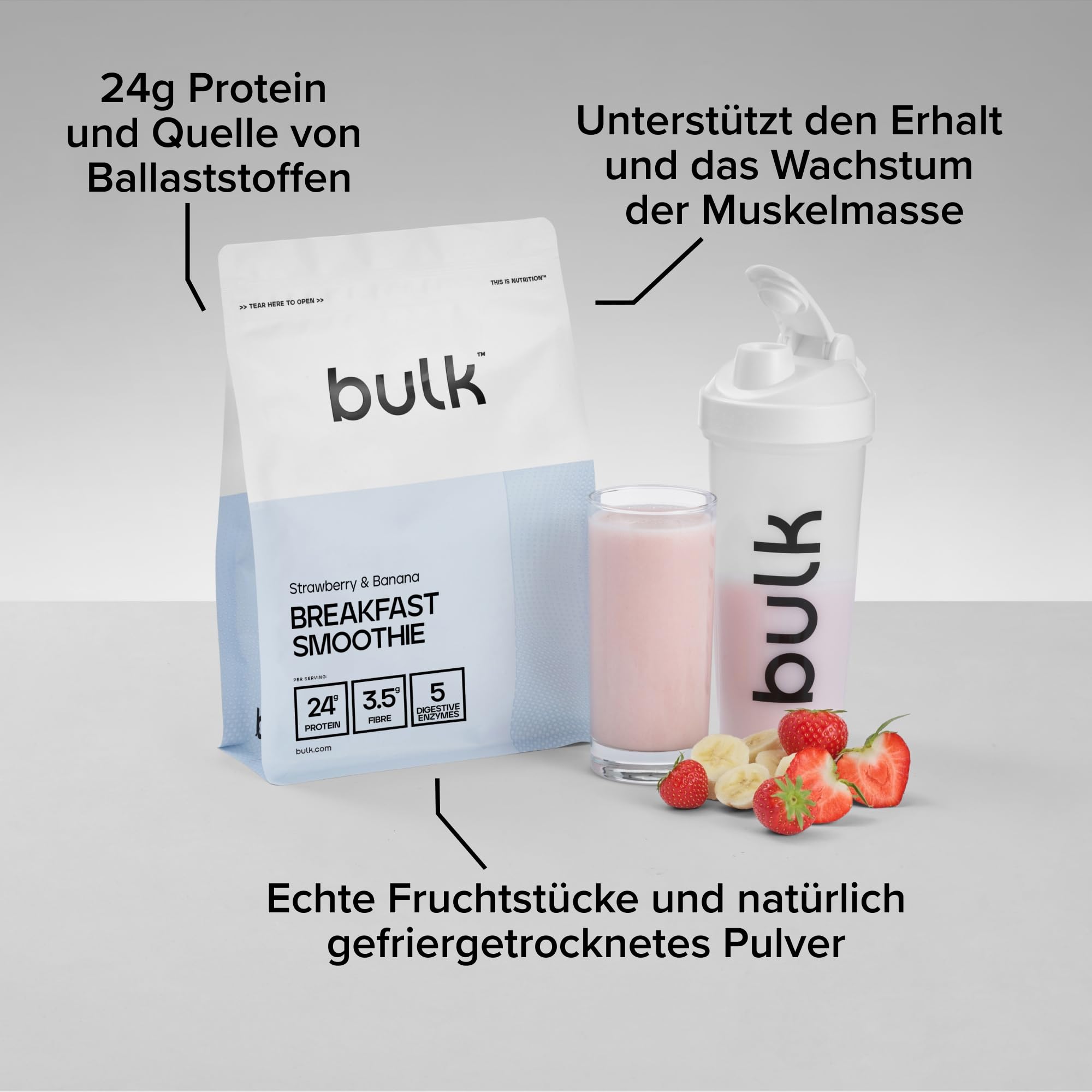 Bulk Frühstücks-Smoothie, Erdbeere und Banane, 2.5kg