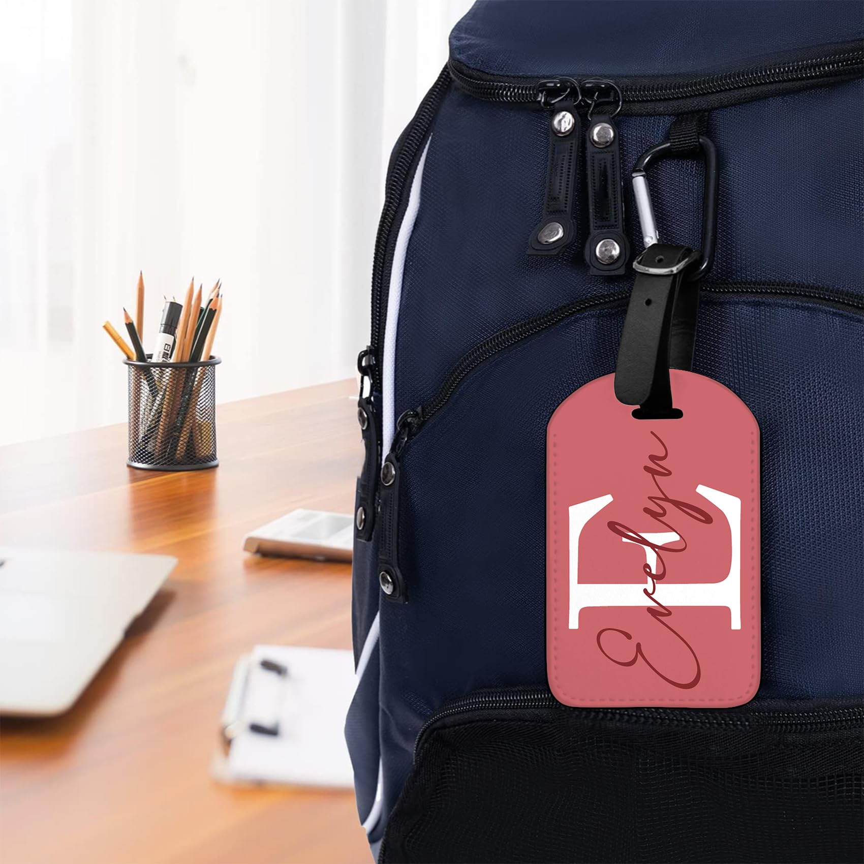 Etichetta per bagagli con monogramma personalizzata con nome Etichetta per bagagli in pelle con iniziale personalizzata per valigie, protezione della privacy Nome etichette da viaggio Etichette ID per