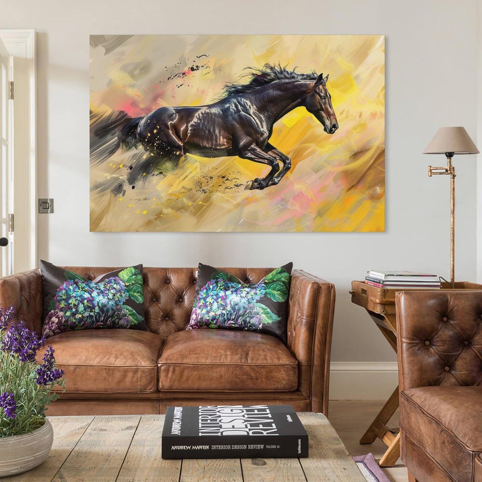 Amazon.co.jp: 絵画 光り輝く馬が疾走する アートパネル ポスター 動物