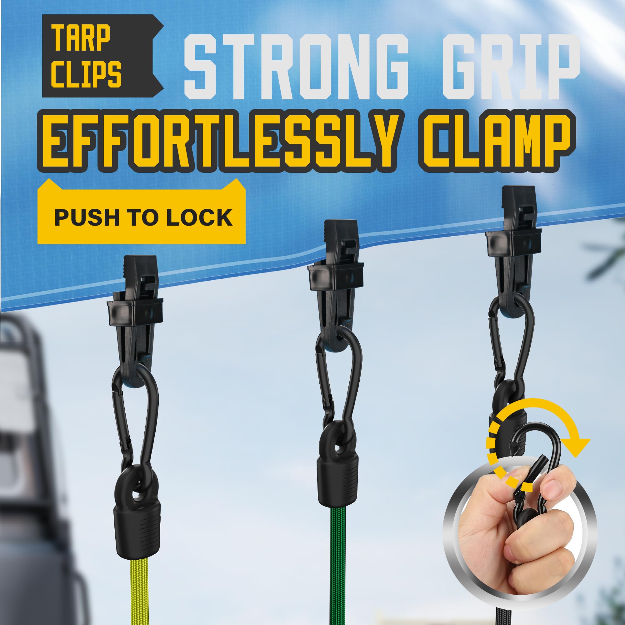 Rugtol Bungee Cords with Hooks, Upgrade 30pcs Assortment Outdoor with 60 80 120 cm Adjustable Bungee Cords, 25cm J Hooks Cord - Image 4