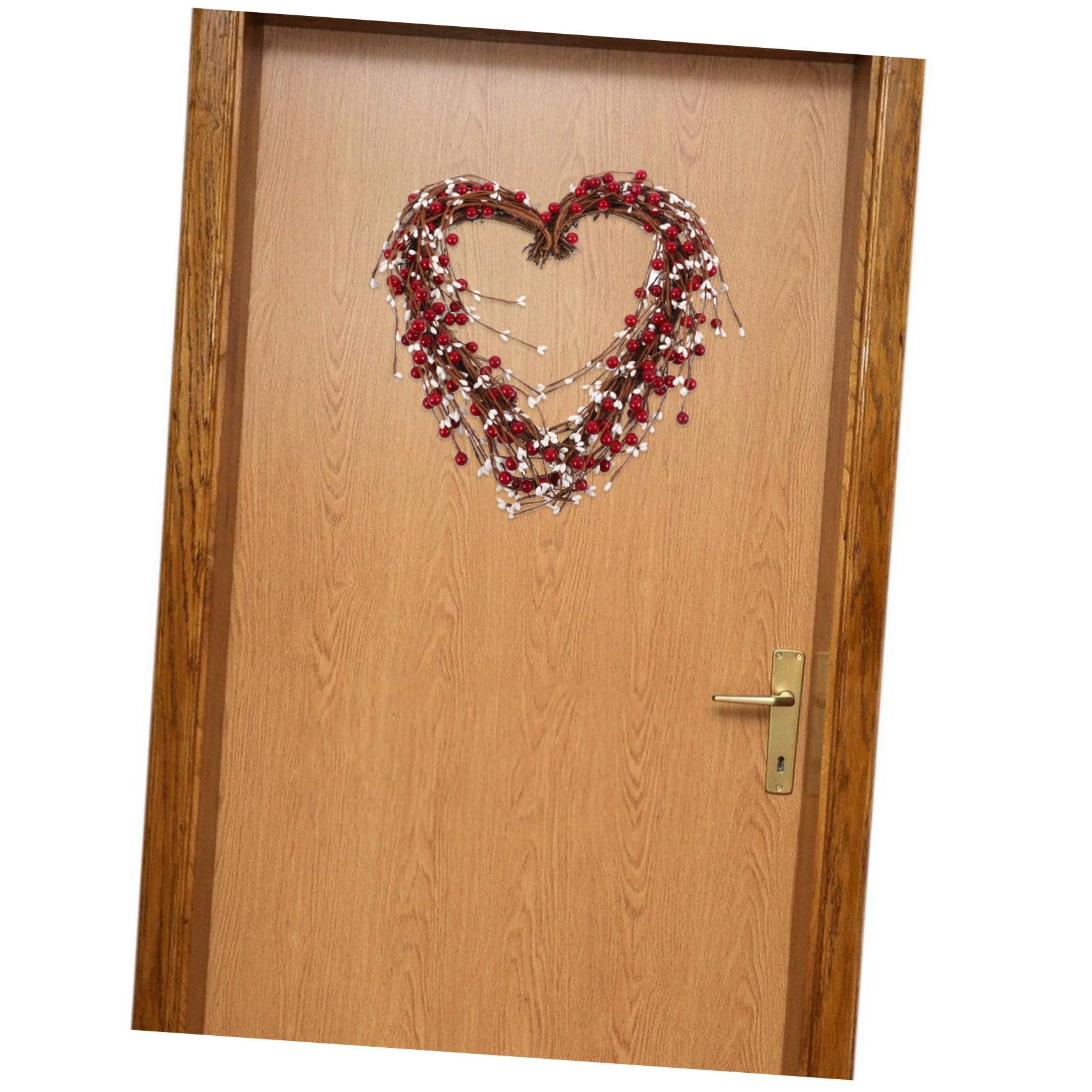 Guirnalda Corazón Bayas Rojas Artificial Colgante Decoración Rústica para San Valentín Puerta Ventana Cálido
