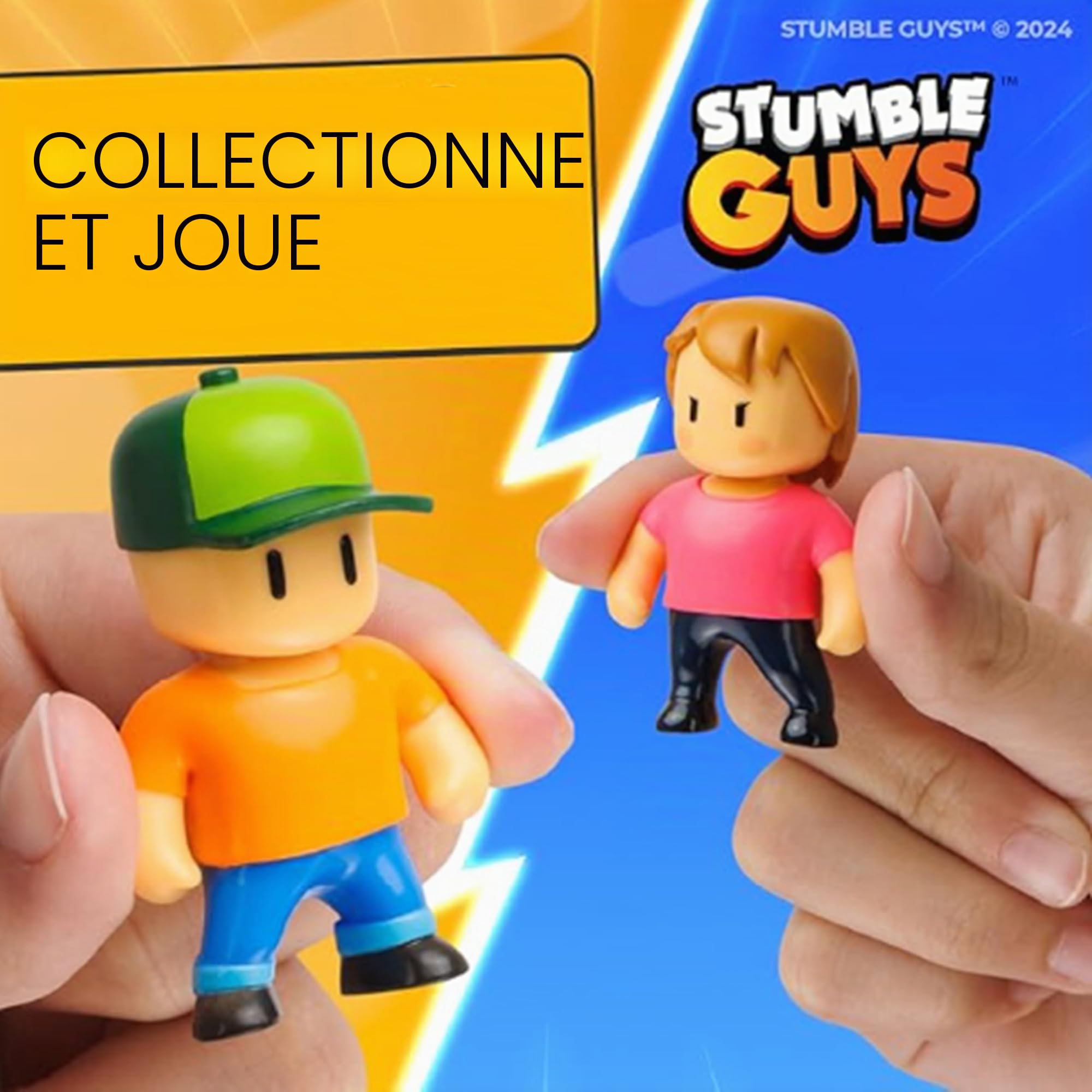 Bizak Stumble Guys 64112072-6 Lot de 8 figurines d'action T-Rex Guy + Robot Guy, personnages à collectionner, licence officielle du jeu vidéo de démolitions, fans et garçons ou filles de plus de 8 ans