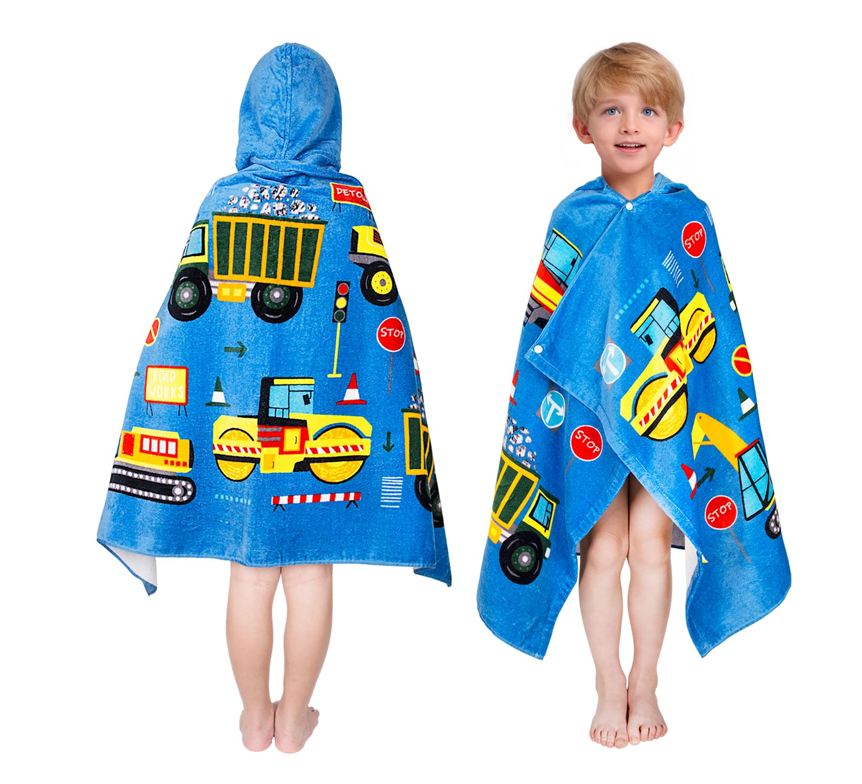 Toallas con capucha para niños – Toalla de baño para niños, playa, toalla de natación, 3-10 años, poncho con capucha de playa 100% algodón, 30 x 50 pulgadas, tamaño grande, suave, grueso, lindo y
