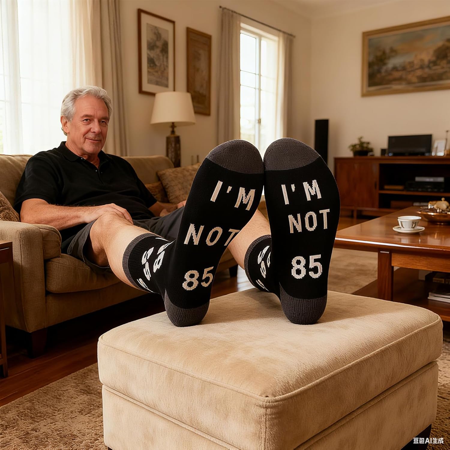 Stitched Novelty Funny Socks for Dad husband Father, 55th 65th 75th 85th Birthday Gifts for Men - Image 2