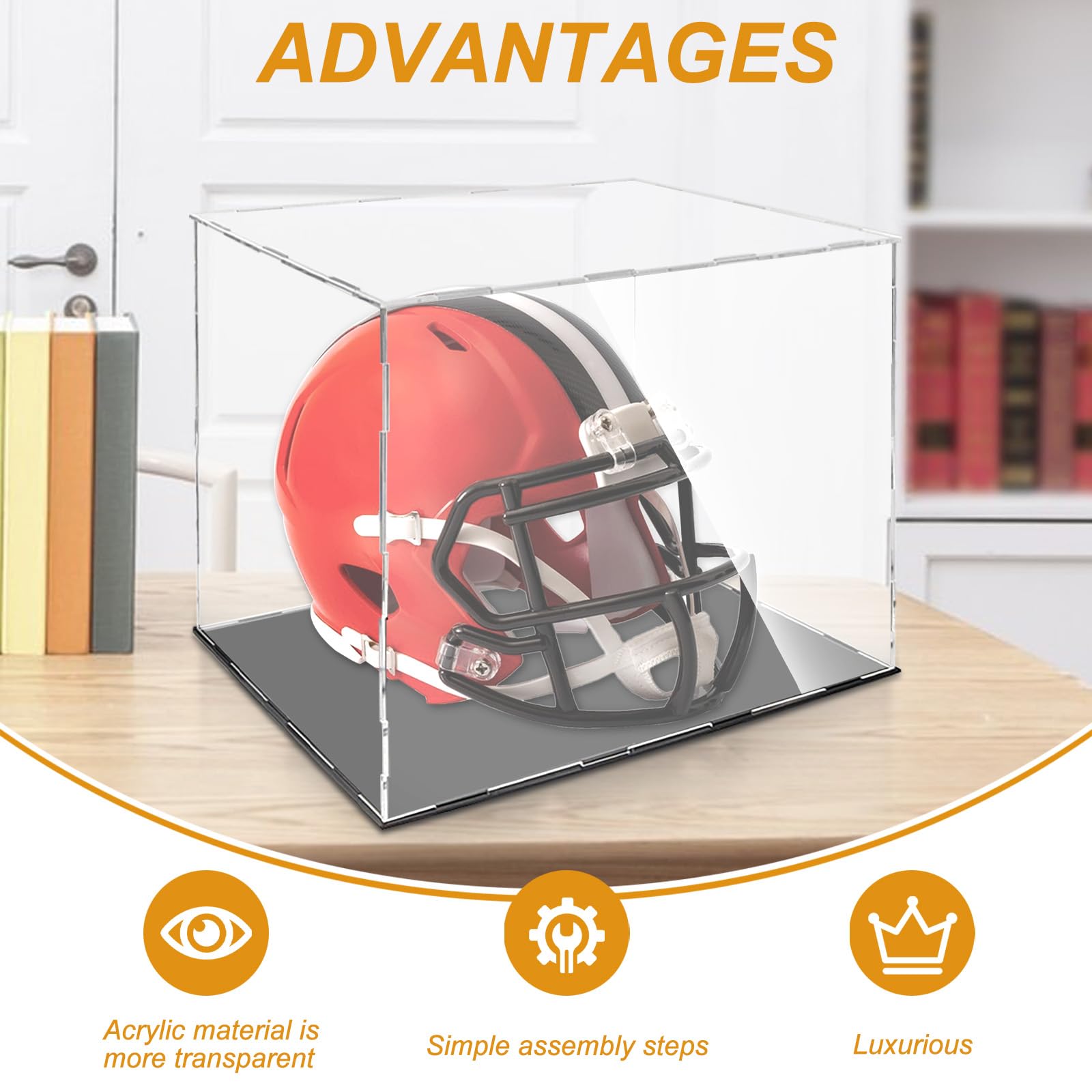 Football Helmet Case DELUXE ACRYLIC FOUR MINI HELMET DISPLAY CASE Acrylic  Display Case With Mirror