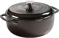 Vista 18 de Lodge Horno Holandés de Hierro Fundido Esmaltado de 6 Cuartos con Tapa – Asas Dobles – Apto para Horno hasta 500°F o en Estufa – Úselo para Marinar