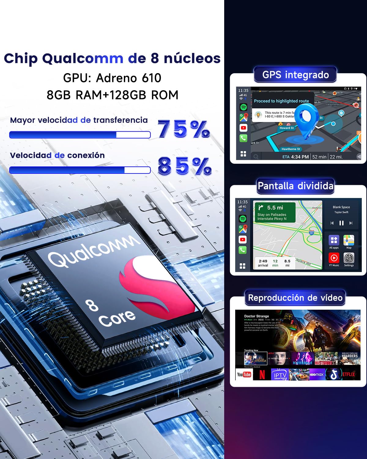 CarlinKit Aibox-Plus Adaptador Android 13.0, sistema autónomo 8+128G, CarPlay inalámbrico y Android Auto, caja multimedia 3 en 1 para coche con CarPlay con cable