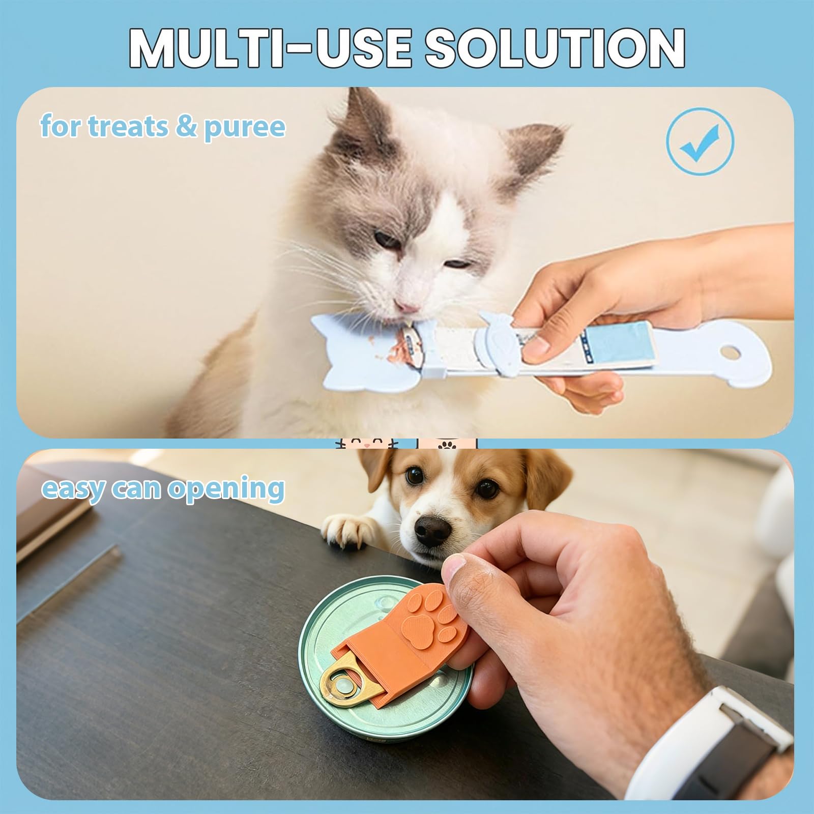 Contenitore Crocchette Cane, Cucchiaio Multifunzionale per Cibo Gatti, Adatto a Cibo Umido, Snack Leccabili e Snack Liquidi, Riduce Sprechi Alimenti e Mantiene Le mani Pulite