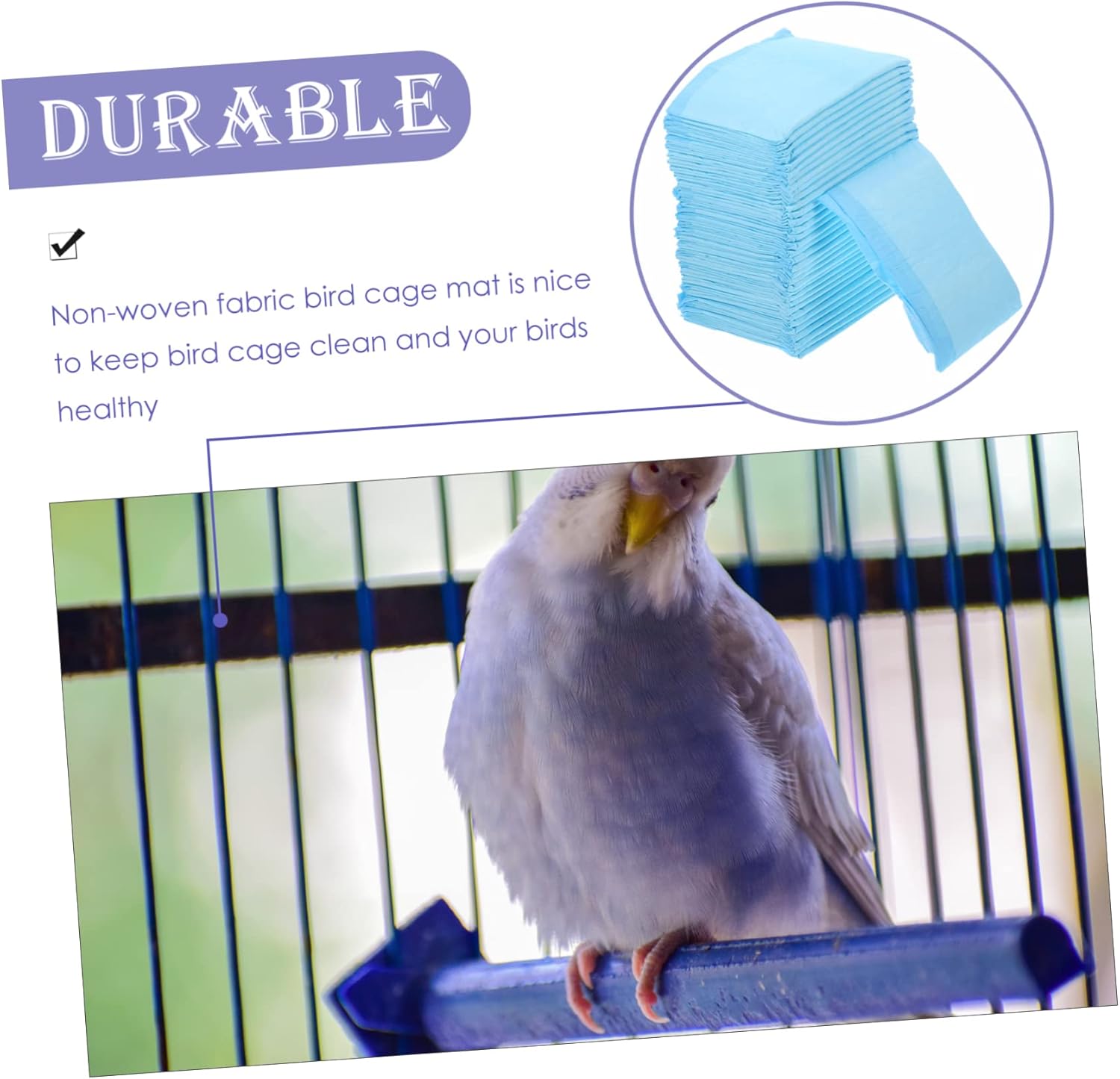 100pcs Bird Cage Liners for Parakeets Bedding Mats Absorbent Liner Replacement for Conures and Birds