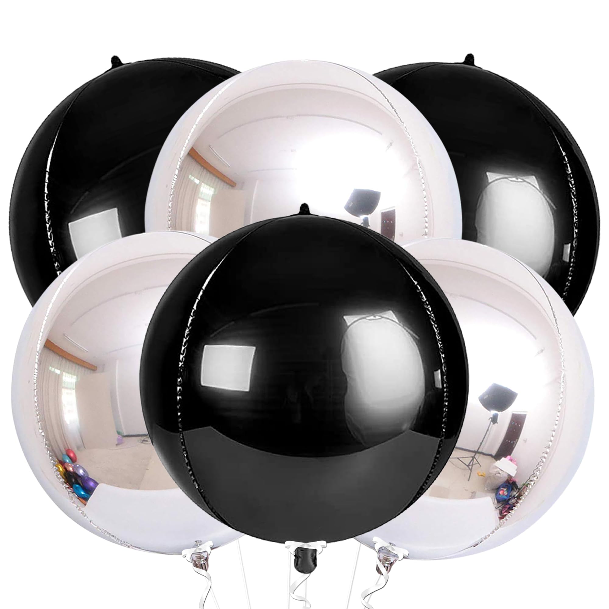 KatchOn Black and Silver Balloons - 22 Inch, Pack of 6, Birthday Decoration