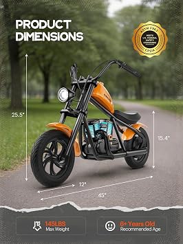 HYPER GOGO Cruiser 12 Plus - Kid's Motorbike (Dark Orange)