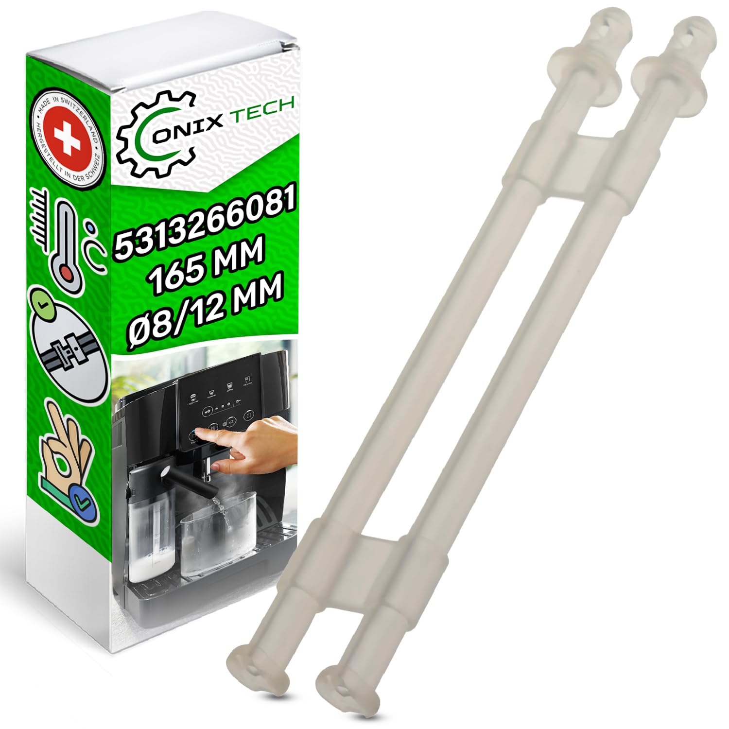 ONIX TECH Double Tube for Coffee Maker with Original Code 5313266081 for Ariete for DeLonghi Gran Lattissima EN650 F531 - MADE IN SWITZERLAND - Warranty 5 Years