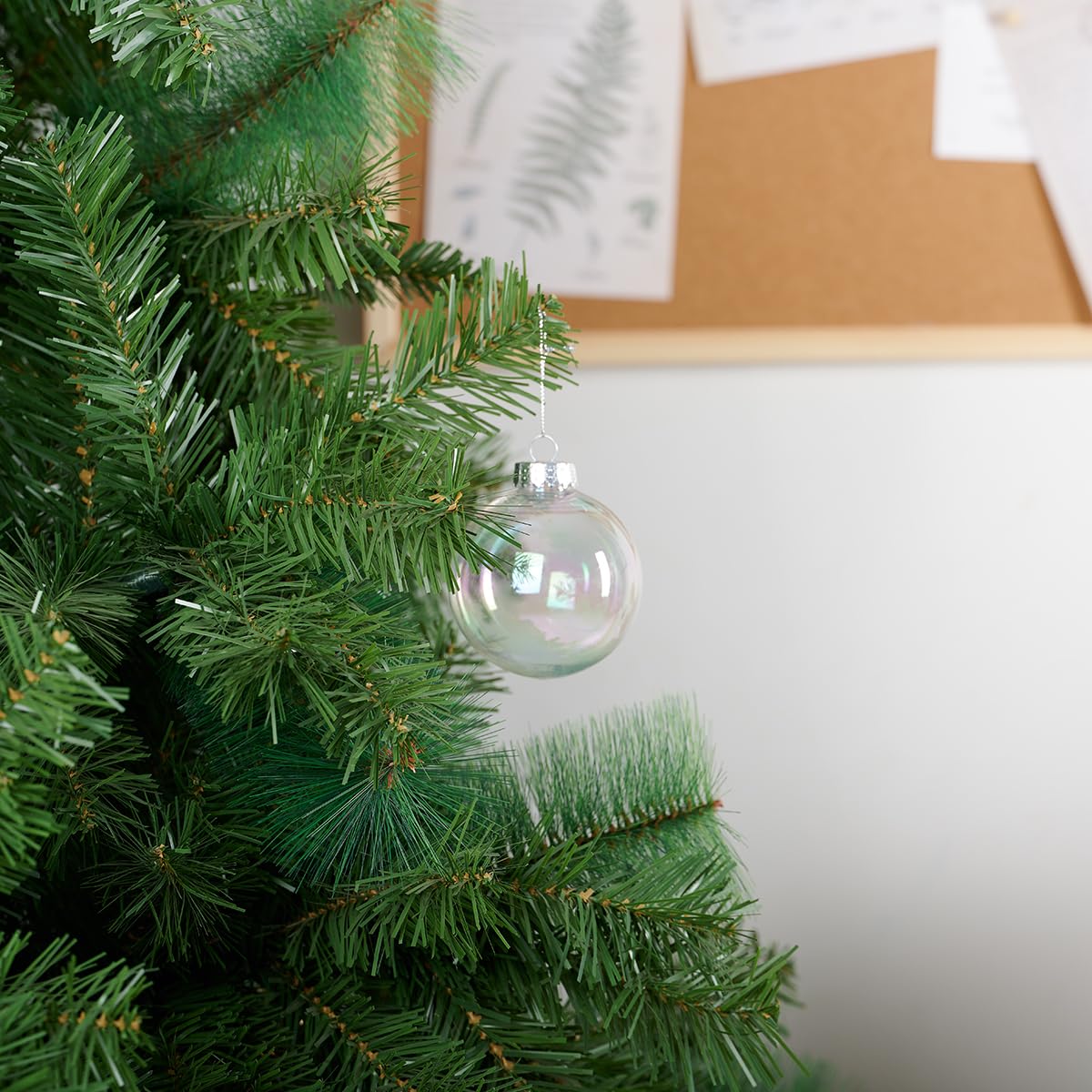 12 bolas de adornos iridiscentes de Navidad de 3.15 pulgadas, transparentes, inastillables, para colgar, bolas de arco iris, adorno de Navidad para manualidades, fiestas, decoración del árbol de