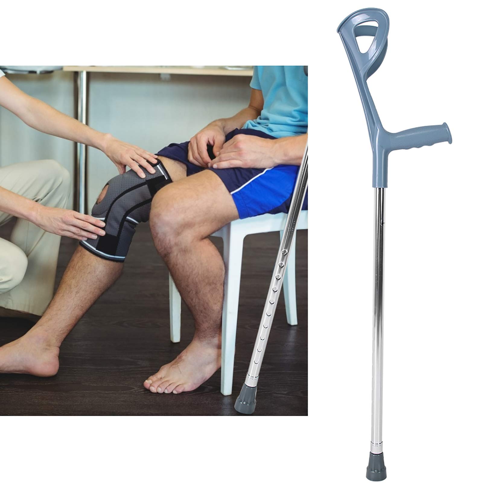 Muletas de Antebrazo para Adultos, Muletas de Codo de Aleación de Aluminio Ligeras para Caminar por Problemas de Movilidad para Personas Mayores(Altura Ajustable)
