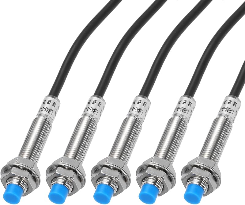 MECCANIXITY M8 Approach Sensor Inductive Proximity Sensor Switch NC Normally Close NPN 2mm Detection Distance, DC 6-36V LJ8A3-2-Z/AX, 3.3ft, 5Pcs