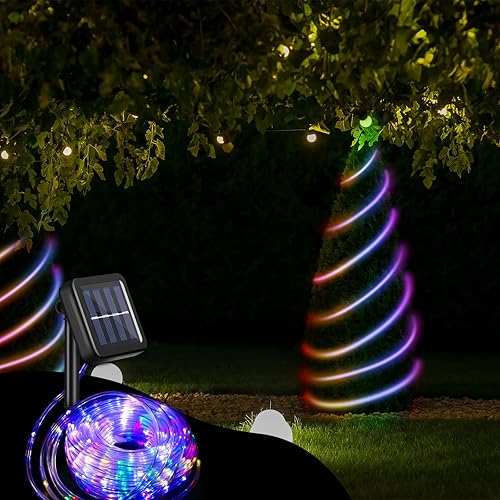 Miniatura 6 de 2 tiras de luces solares de 300 LED de 100 pies cada una para exteriores, impermeables, para campamento, 8 modos de iluminación, tubo de PVC