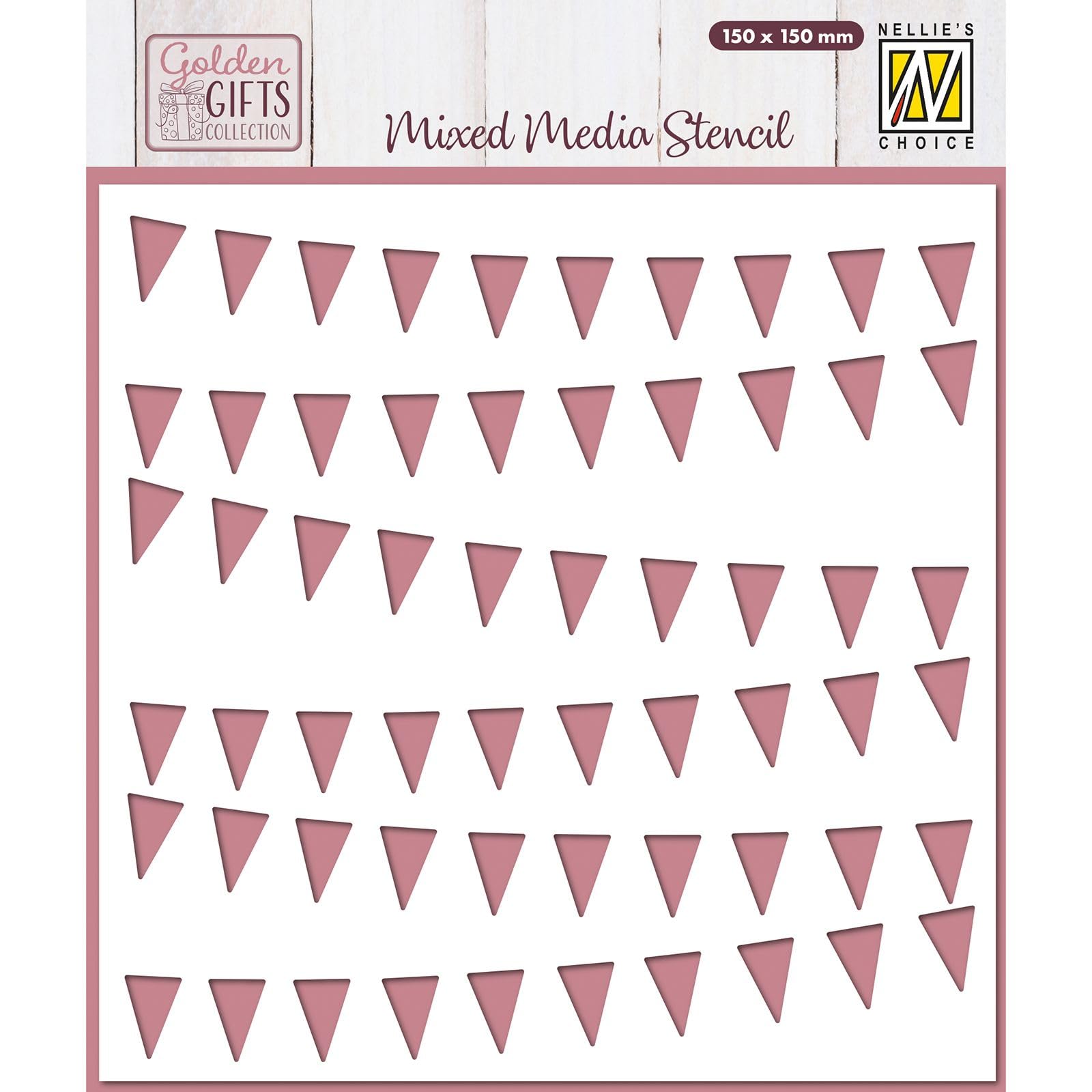Nellie's Choice Stencil Bunting Flags - Reusable Stencil for Crafts of 5.9 x 5.9" (15 x 15 cm) - Scrapbooking, Cardmaking and Other Papercrafts, White