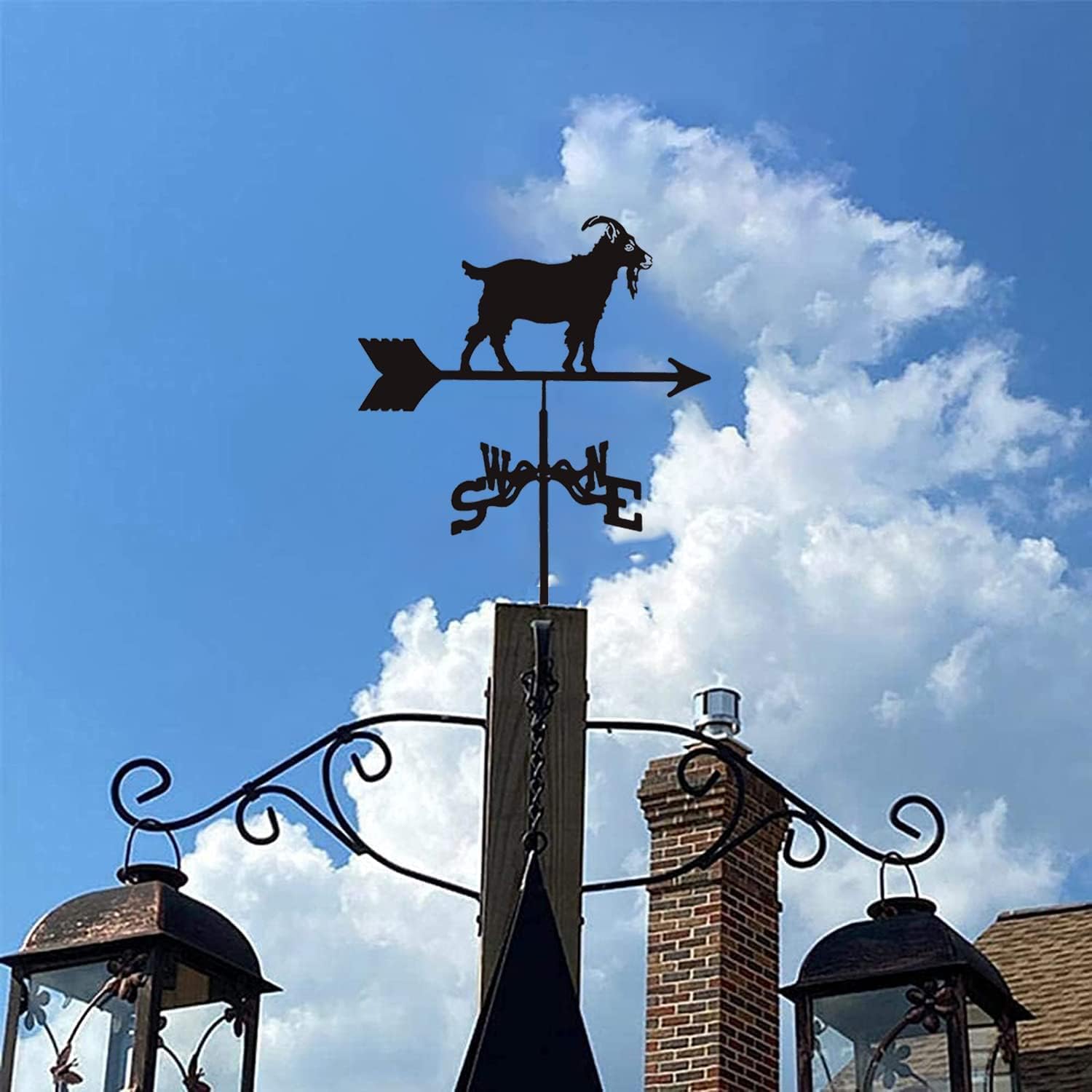 Weathervane,Goat Metal Weathervane Outdoor Stainless Steel Weather Vane Yard Wind Vane Direction Wind Speed Direction Indicator for Farm Yard Garden Gazebo Decorations