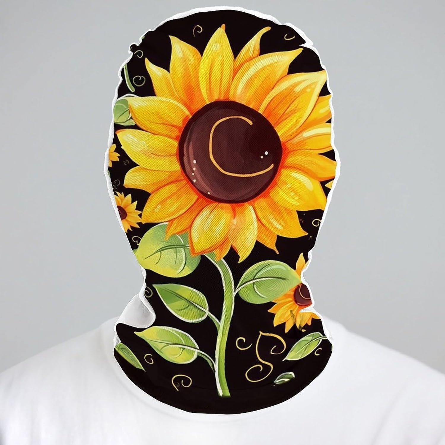 Cute Sunflower Face Shielding Protection for Women, Funny Cooling Mask for Men, Breathable Full Head Mask for Outdoor, Full Face Cover for Cycling, Windproof Hood Cover White image 5