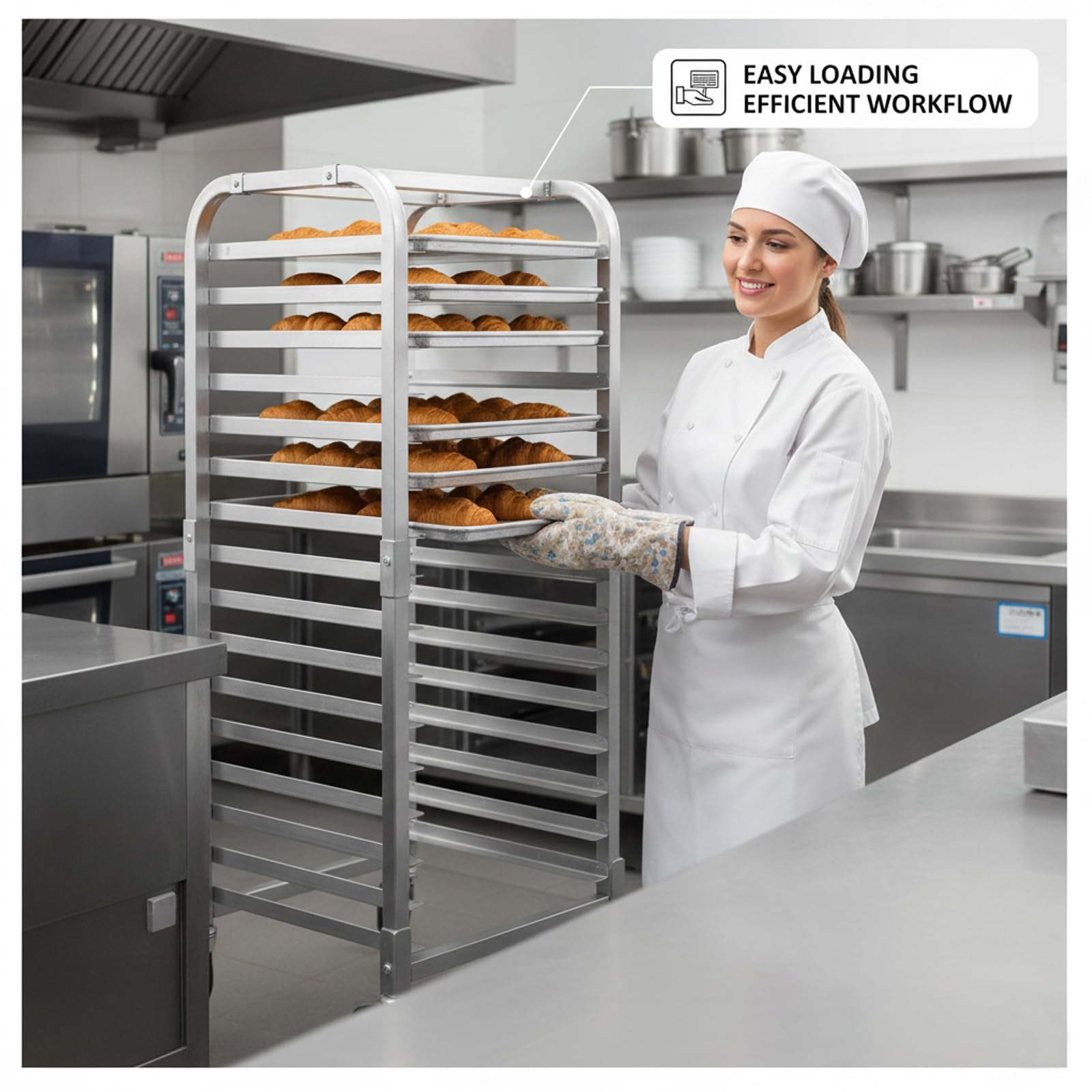 Garvee Carro Bandejero de Aluminio para Panadería 20 Niveles con Ruedas Giratorias Bloqueables - Estante Móvil para Bandejas de Horno, Uso Profesional y Doméstico, 50,8x66x178 cm