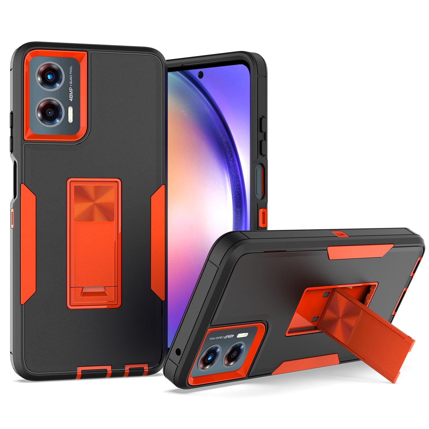 Asdsinfor for Motorola G 5G 2024 Case, PC+TPU Back Cover Magnetic Kickstand Heavy Duty Military Grade Hybrid Shockproof Camera Full-Body Protective