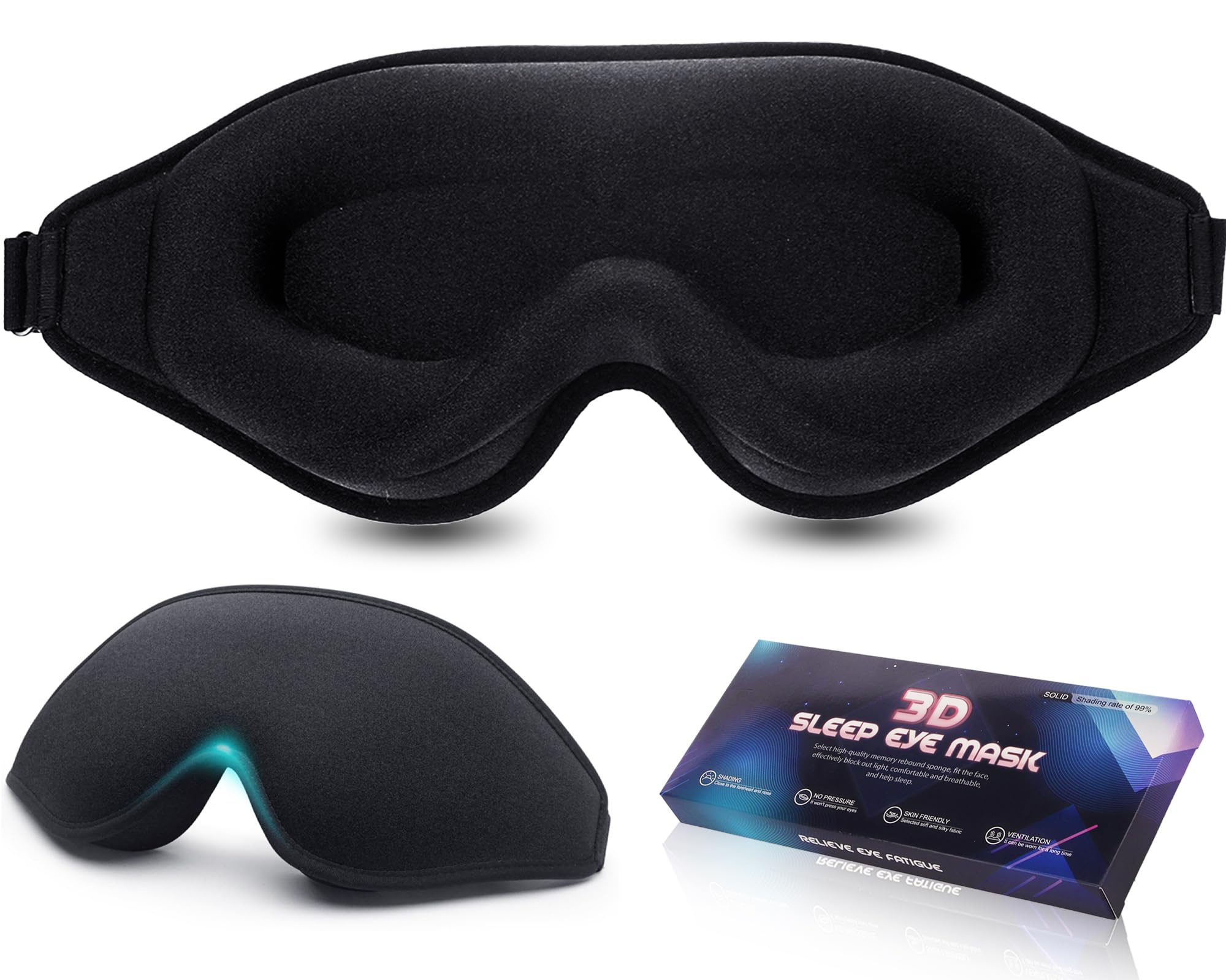 Masque De Nuit Lesté 300g - Pression Douce Pour Améliorer Le Sommeil - Respirant, 100% Occultant - Pour Maison, Voyage, Méditation